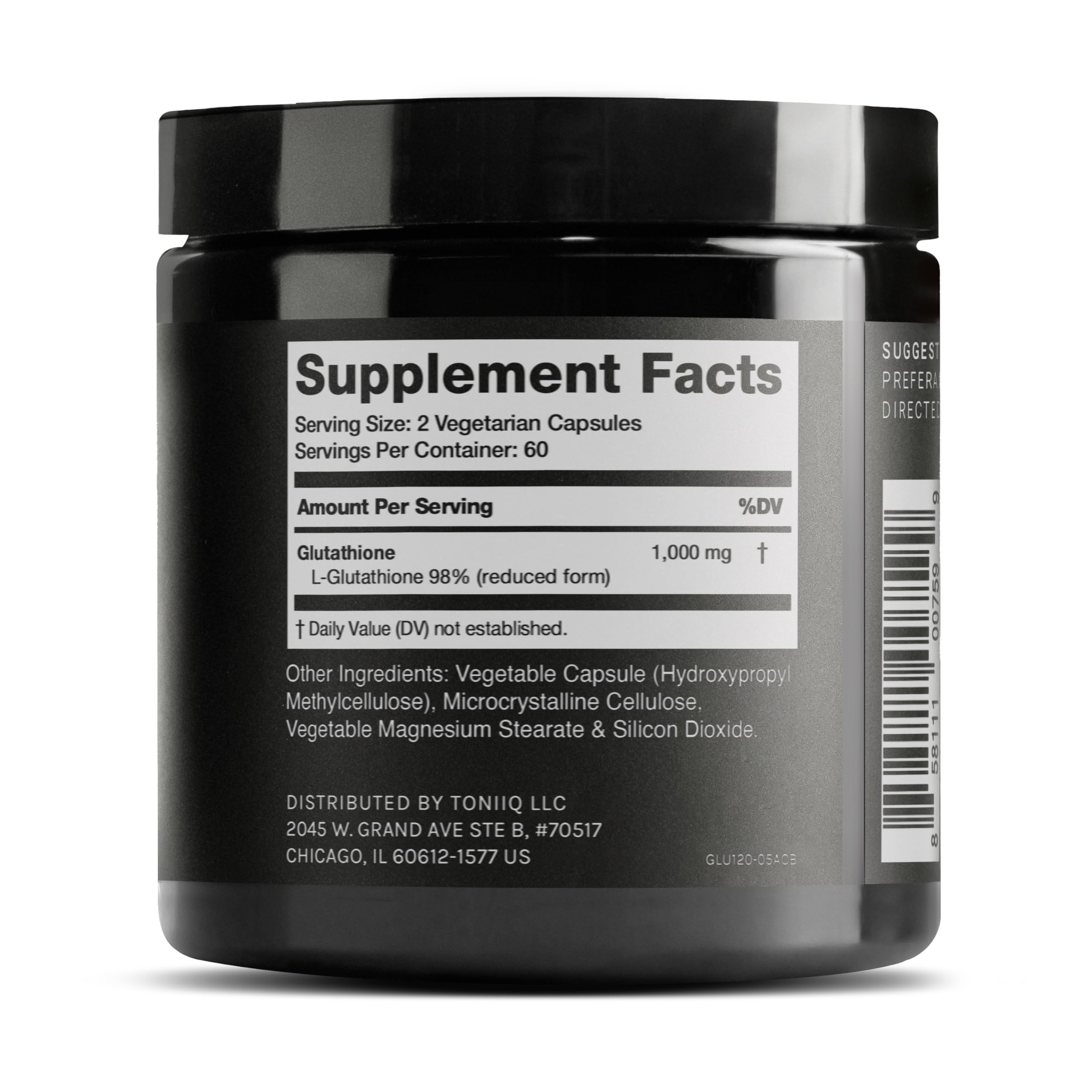 Toniiq Ultra High Strength Glutathione Capsules - 1000mg Concentrated Formula - 98%+ Highly Purified and Bioavailable - Non-GMO Fermentation - 120 Capsules Reduced Glutathione Supplement Toniiq buy supplements Au