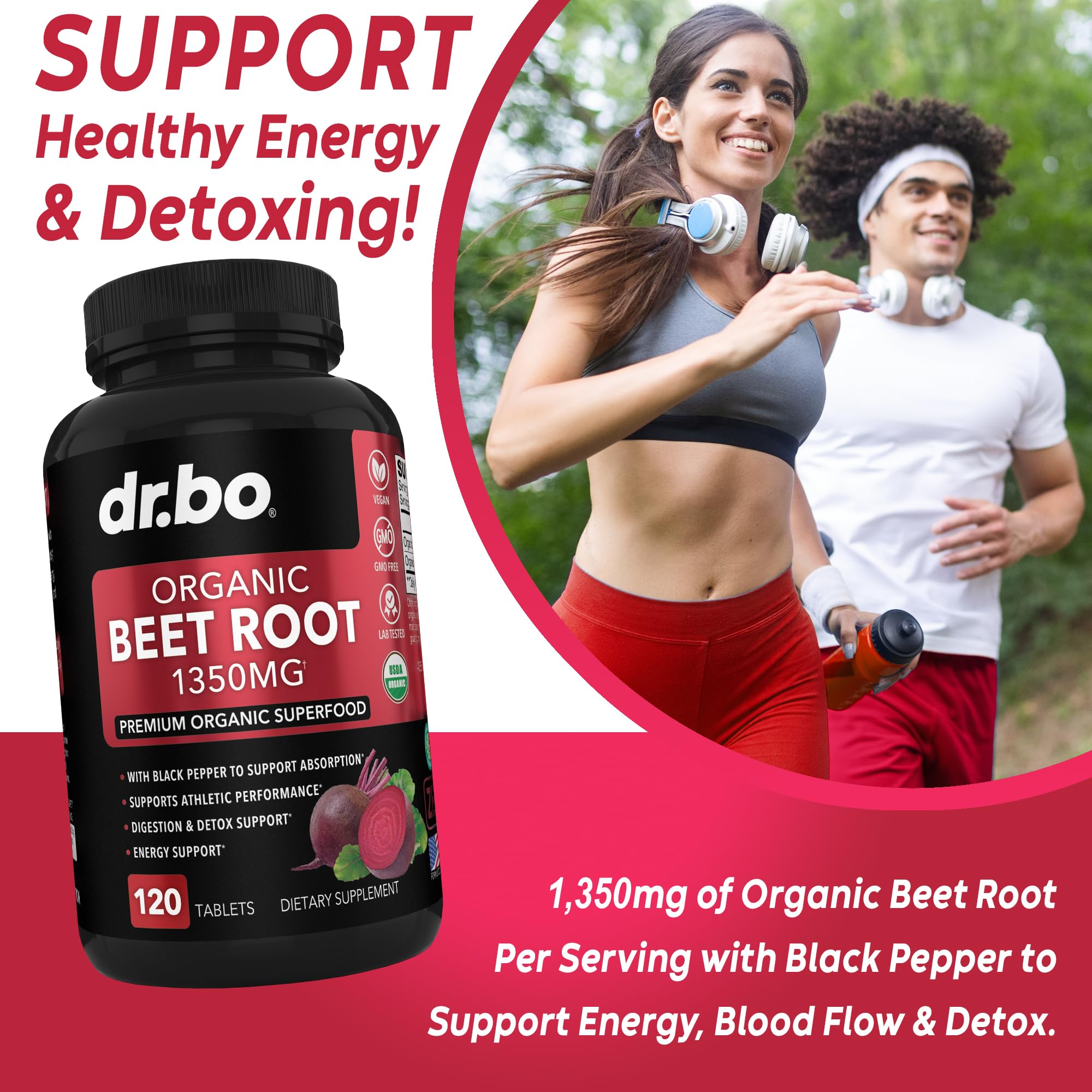 Organic Beet Root Capsules Supplements - 1350mg Beetroot Powder Extract Pills, Organic DR. BOBuy Supplements Australia