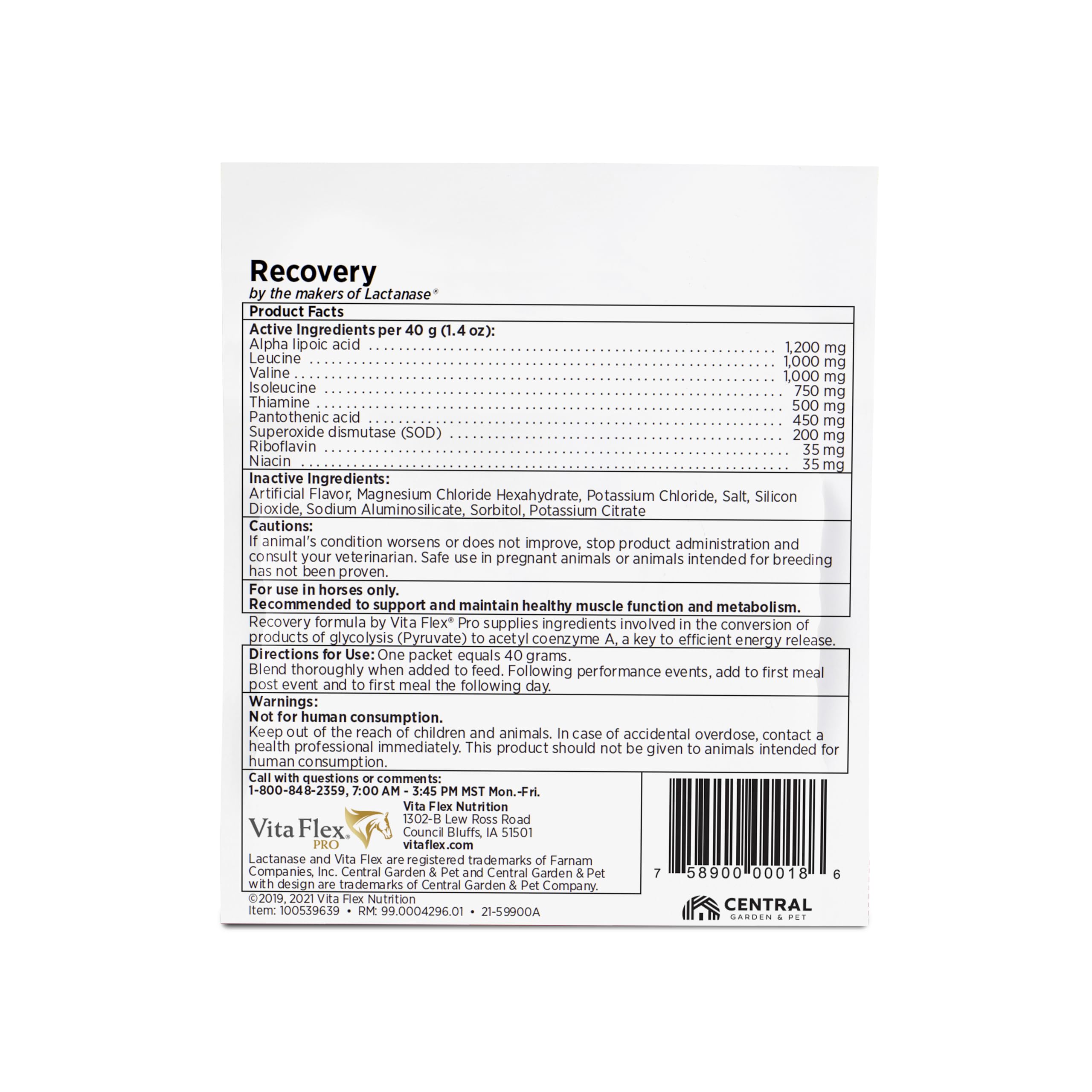 Vita Flex Pro Recovery by the Makers of Lactanase, Post Performance Horse Supplements 40 g, Show Safe Muscle Recovery Supplements, Amino Acids for Horses, Strength & Joint Health Vita FlexBuy Supplements Australia