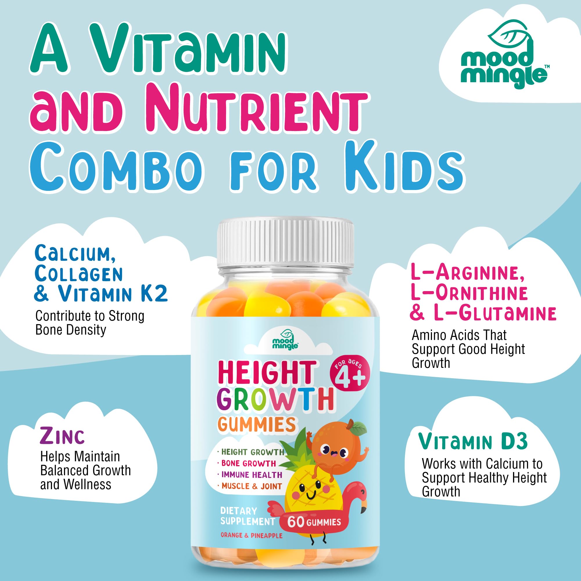 Height Growth Gummies Supplement - Kids Teens Height Increaser Maximizer Grow Taller Vitamins Mood MingleBuy Supplements Australia