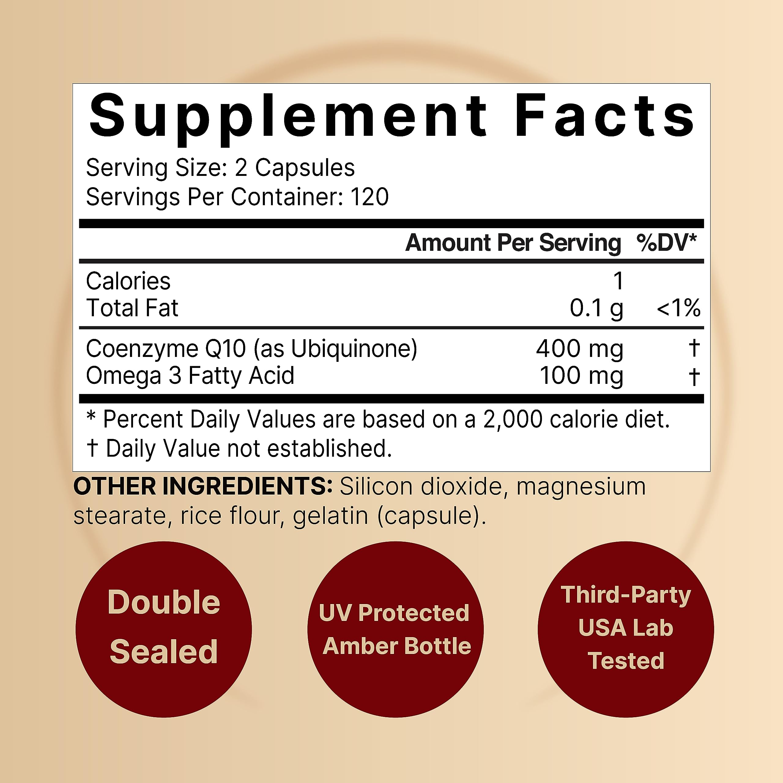 CoQ10 (Ubiquinone) 400mg with Omega 3 Fatty Acids, 240 Capsules | Stable High NatureBellBuy Supplements Australia