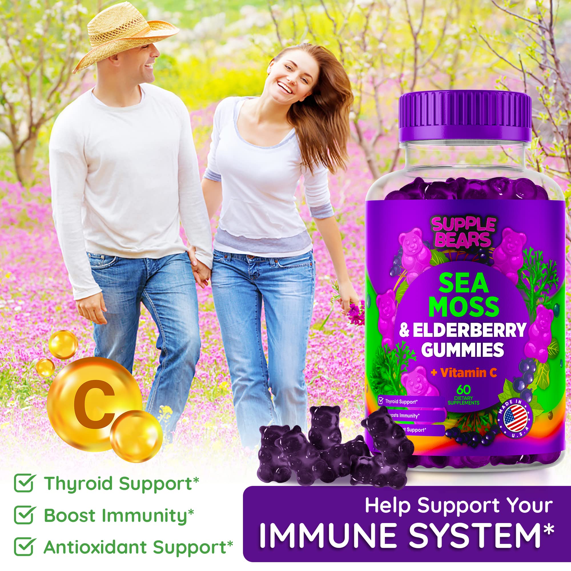 Supplebears Sea Moss Gummies & Elderberry - Vitamin C + Zinc – Extra Strength Immune SupplebearsBuy Supplements Australia