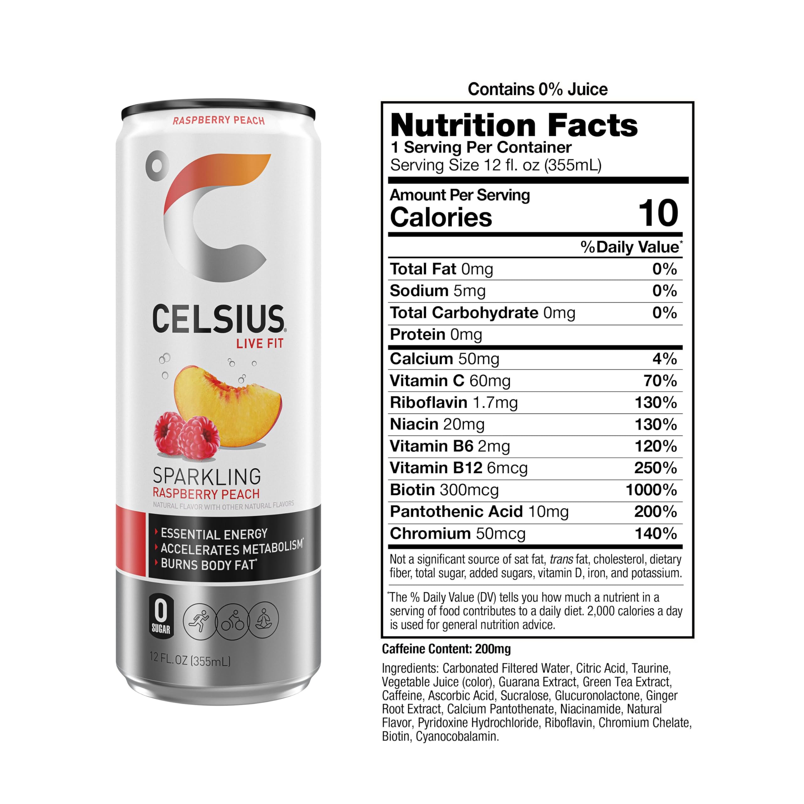 CELSIUS Sparkling Raspberry Peach, Functional Essential Energy Drink 12 Fl Oz (Pack of 12) CELSIUSBuy Supplements Australia