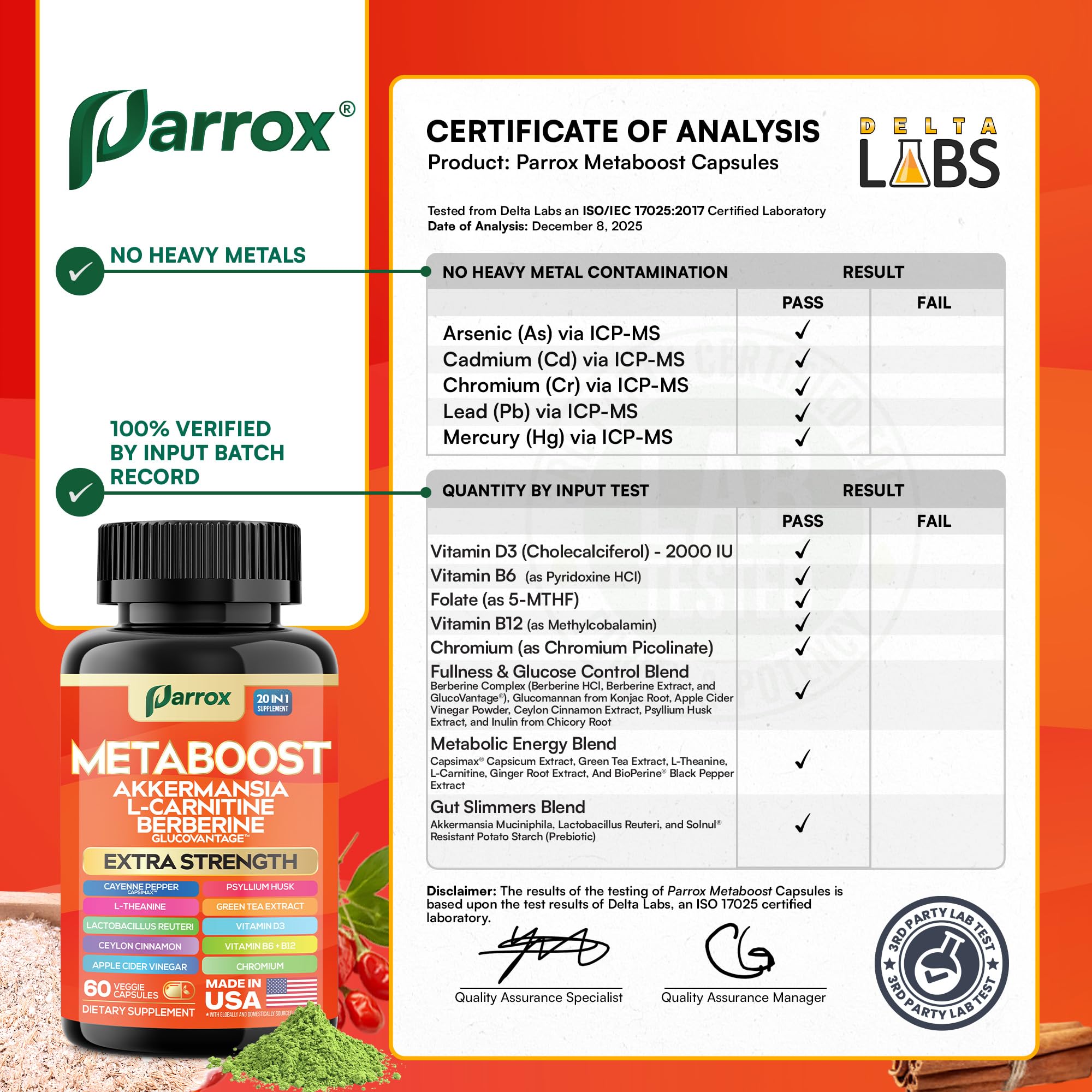 GLP-1 Booster Supplement, Akkermansia, L-Carnitine, Berberine (GlucoVantage), Methylfolate, Methylated B12, Chromium, Capsimax, Psyllium Husk, Probiotics Vitamins D3, B6, 20-in-1 Plant-Based (60 Caps) ParroxBuy Supplements Australia
