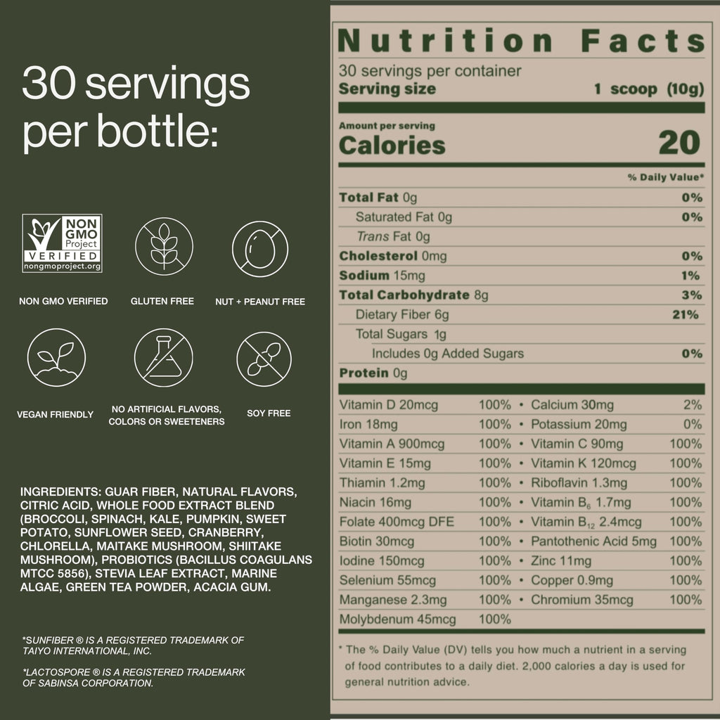 B.WILD Plant-Based Multivitamin Superfood Drink Mix – Refreshing Peach Green Tea with Vitamins, Minerals, Prebiotics & Probiotics for Gut Health & Daily Wellness – 30 Servings – Vegan, Gluten-Free B.WILD buy supplements Au