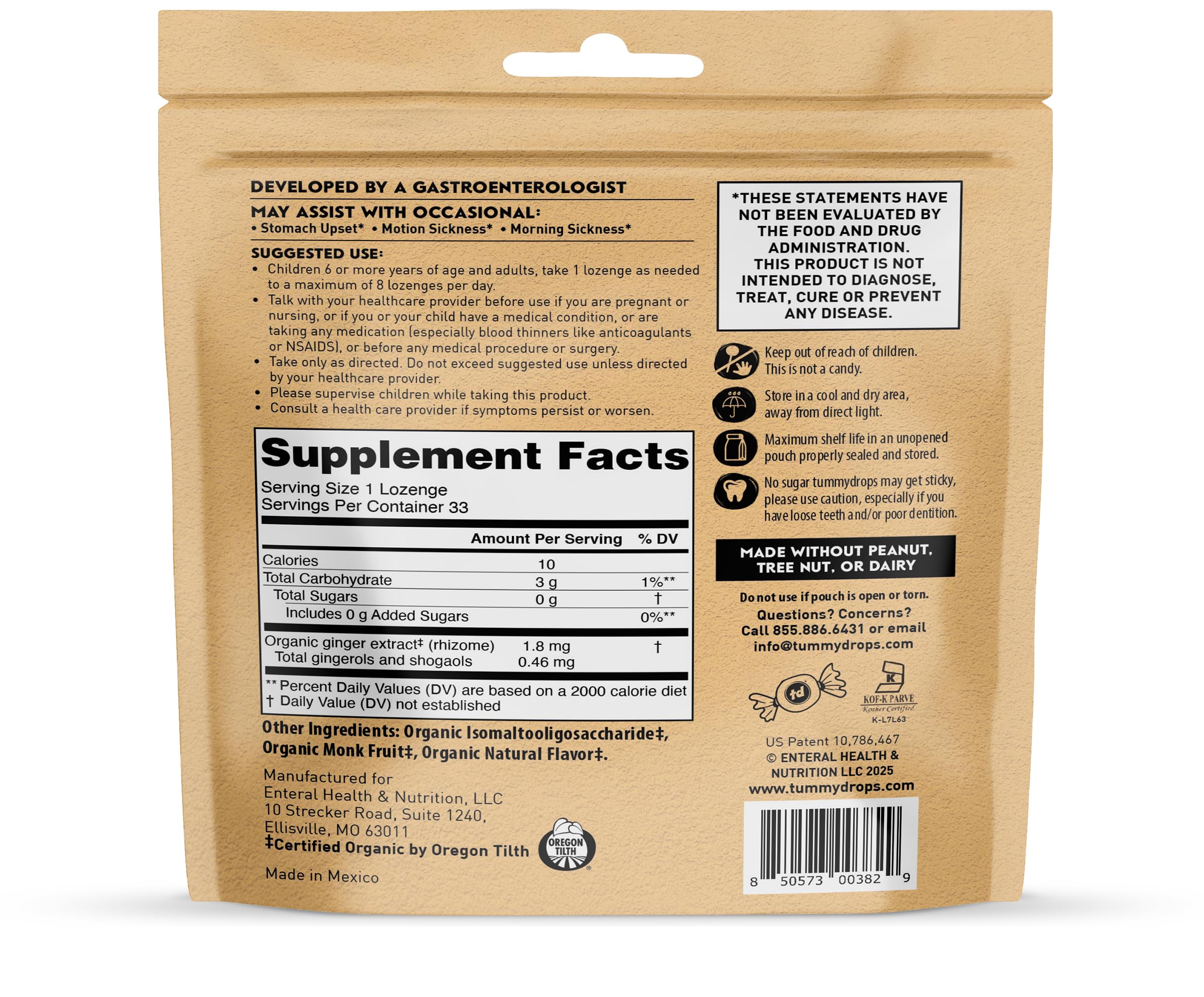 Tummydrops, No Sugar Strawberry Ginger Flavor, Gluten Free & Vegan, 33 Individually Wrapped Organic Ginger Lozenges Made with Organic Monkfruit tummy drops buy supplements Au