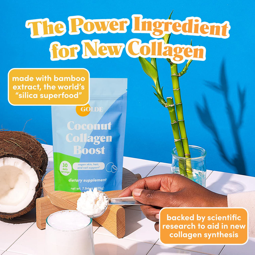 GOLDE - Collagen Boost Vegan Creamer - Vanilla Cream - Plant Based Collagen Supplement w/Hyaluronic Acid, Biotin, & Bamboo Extract - Zero Sugar - Supports Hair, Skin, & Nail Health - 15 Servings GOLDEBuy Supplements Australia