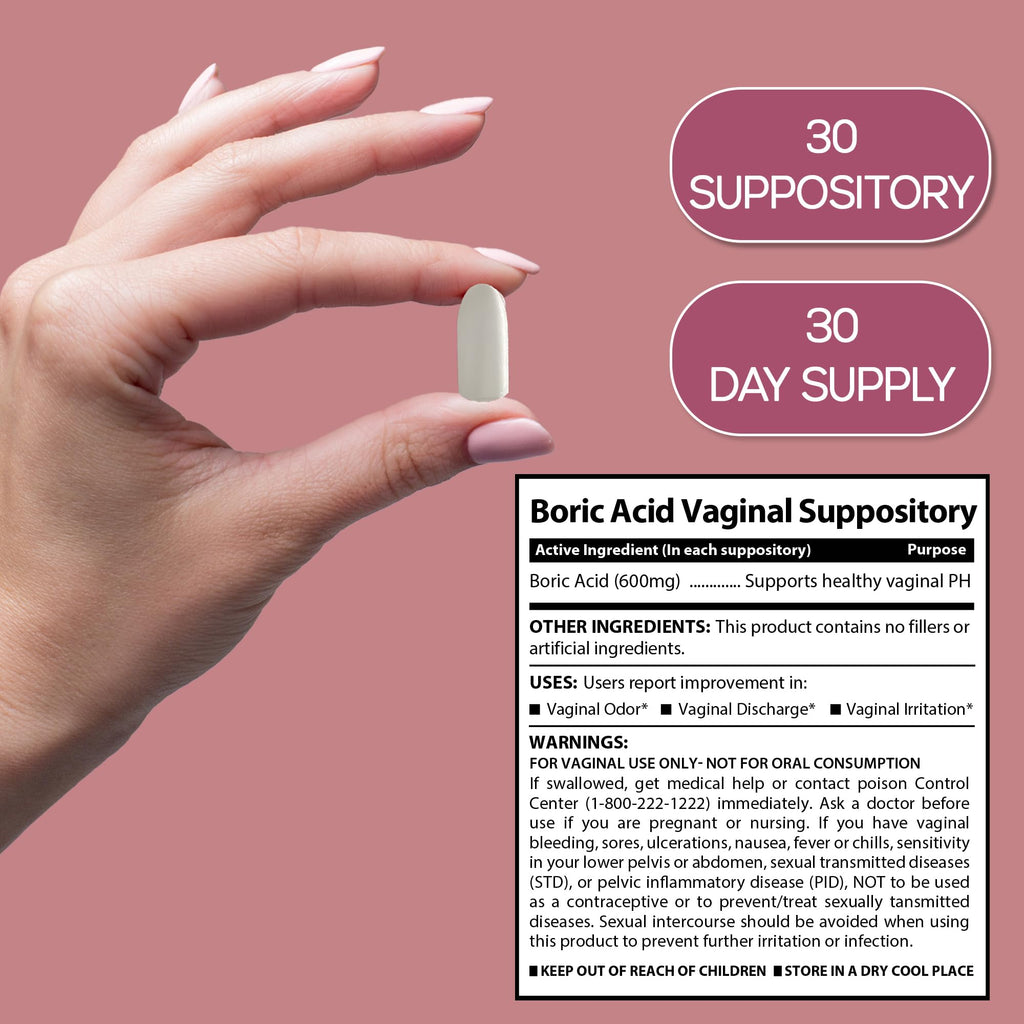 Boric Acid Suppositories for Women 600 mg, Pure Boric Acid pH Balance for Women & Vaginal Odor Control – 30 Suppositories, Made in USA HARMONIFYBuy Supplements Australia