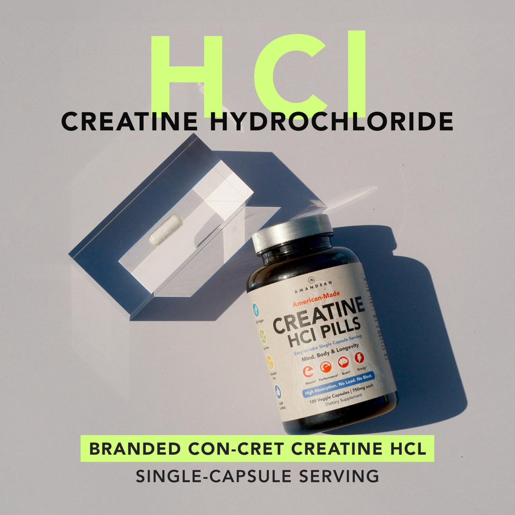 AMANDEAN Creatine HCl Pills. American Made CON-CRET. 120 Capsules. 7X Concentrated vs Monohydrate Powder. No Bloat. Muscle, Energy, Cognitive, Recovery Support for Men & Women. Gluten Free, Non-GMO. AMANDEANBuy Supplements Australia