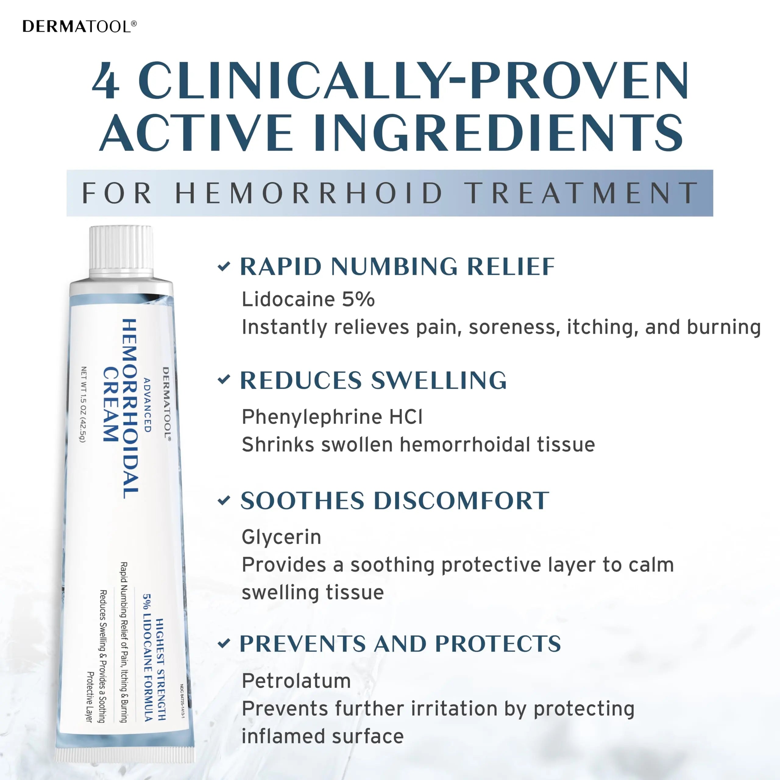 Hemorrhoid Treatment - Advanced Hemorrhoid Cream 5% Lidocaine & Phenylephrine - Hemorrhoid Shrinking Treatment - Rapid Relief of Pain, Swelling, Bleeding, Itching and Burning - Fissure & Hemorrhoids DERMATOOLBuy Supplements Australia
