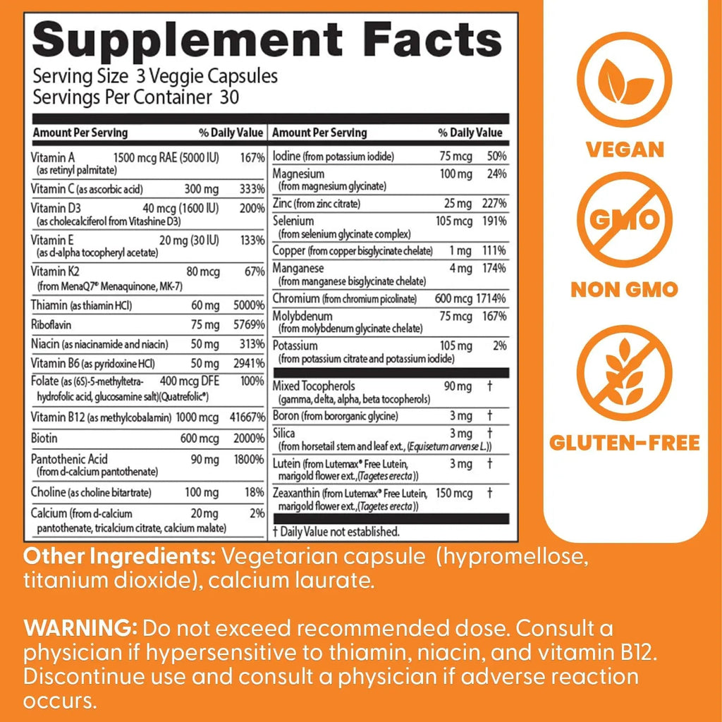 Doctors Best Multi-Vitamin Mineral Complex, Comprehensive Health Support, Non-GMO, Gluten Free, Vegan 90 Veggie Capsules Doctor's BEST
