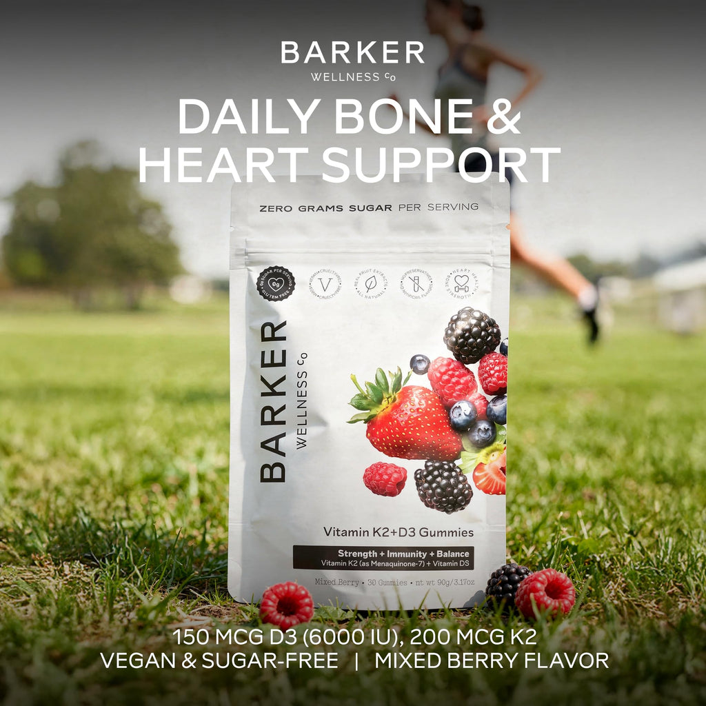 Barker Wellness D3 K2 Vitamin Gummies – Max Potency 6000IU D3 + 200mcg K2 for Strong Bones, Cardiovascular Wellness, Immune Support | Vegan, Sugar-Free, Delicious Mixed Berry | 30 Servings Barker Wellness CoBuy Supplements Australia