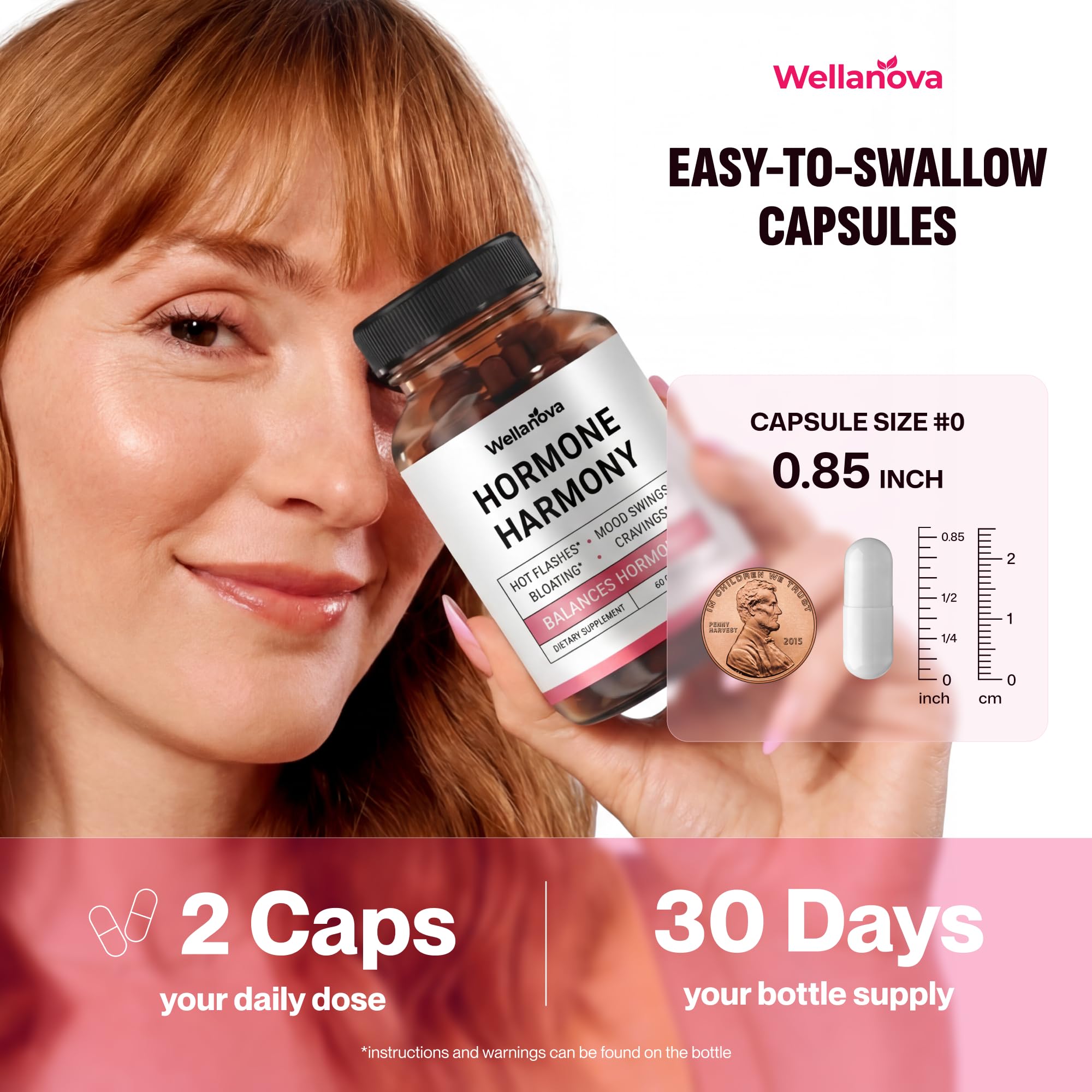 Wellanova Hormone Harmony for Women – Natural Hormonal Balance Support for Menopause & Perimenopause – Hot Flashes, Mood Swings, Cravings, Bloating Relief – 60 Capsules WellanovaBuy Supplements Australia