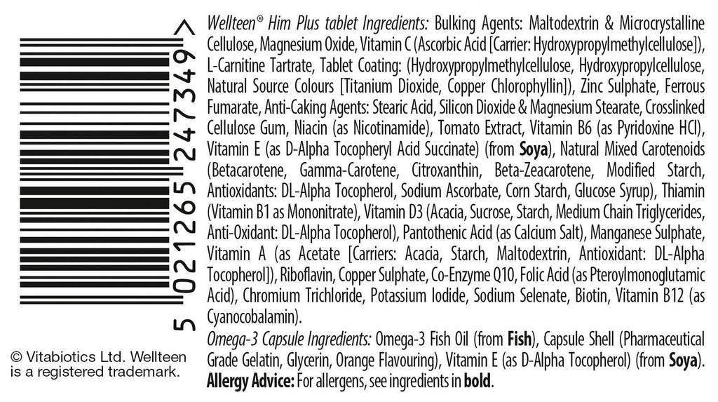 Vitabiotics Wellteen Him Plus Tablets/Capsules, 56 Count (Pack of 1) WellteenBuy Supplements Australia