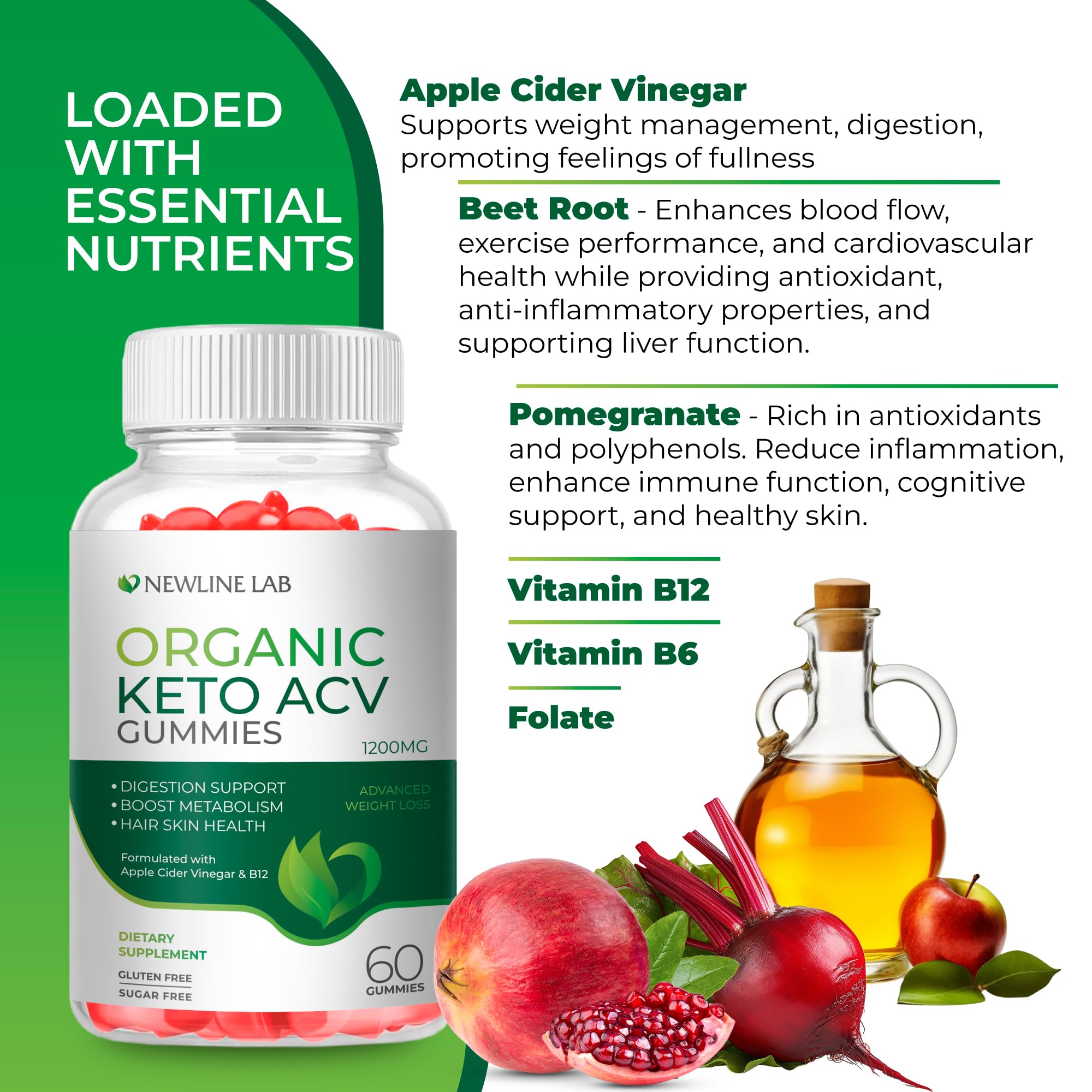 Organic Keto ACV Gummies for Advanced Weight Loss Fat Burn - Sugar Gluten Free Apple Newline LabBuy Supplements Australia