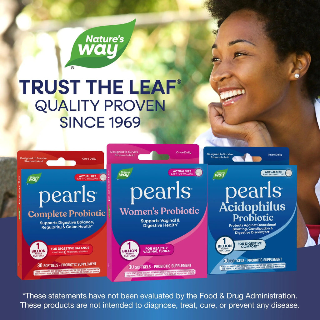 Nature's Way Pearls Women's Probiotic, Supports Women's and Digestive Health*, Protects Against Occasional Constipation & Bloating*, 1 Billion Live Cultures, 30 Softgels (Packaging May Vary) Nature's WayBuy Supplements Australia