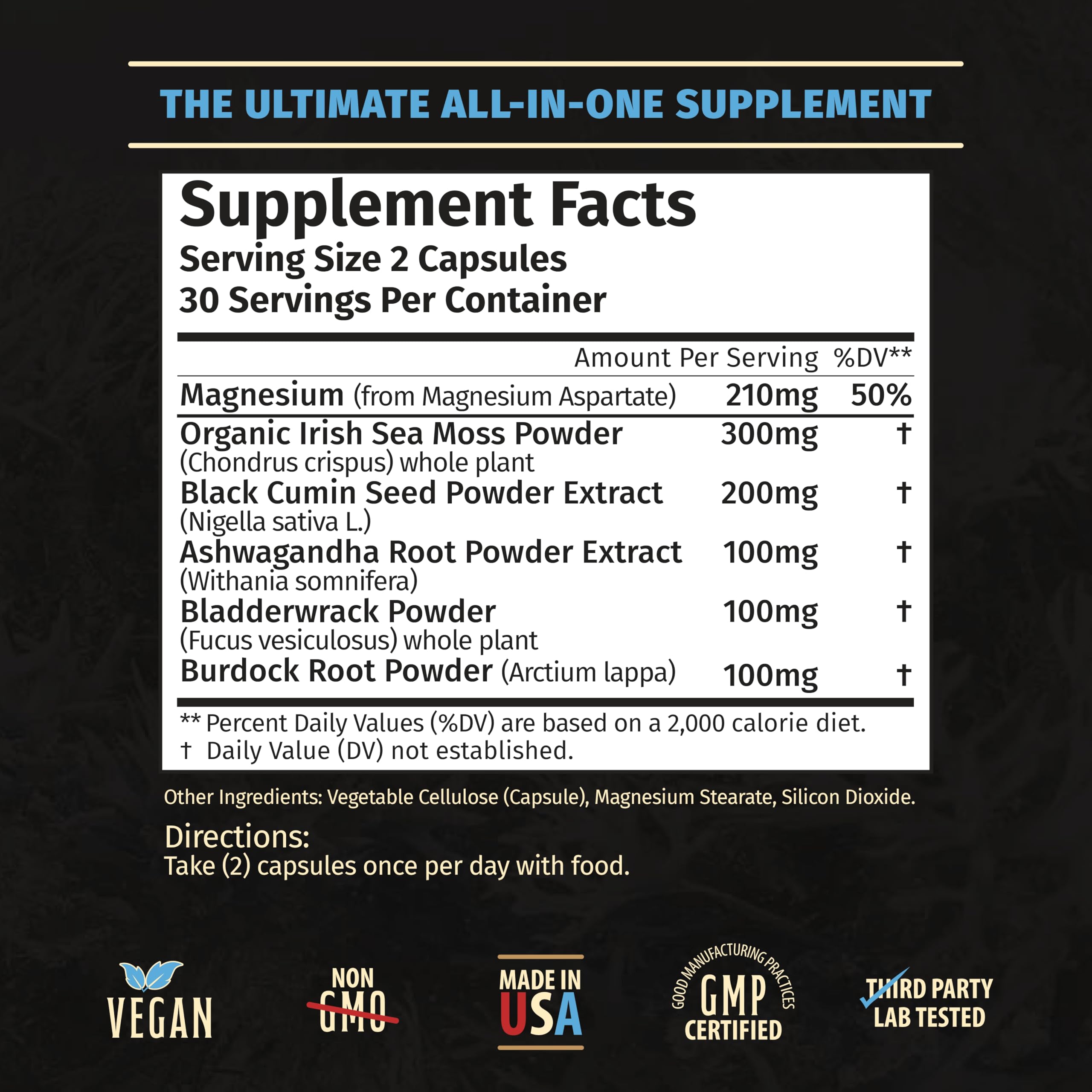 Rooted Origins Sea Moss Capsules – Irish Sea Moss Advanced, Magnesium, Ashwaghanda, Black Seed Oil, Burdock Root & Bladderwrack – Immune Support, Gut Health, Energy, & More – 60 Capsules Rooted OriginsBuy Supplements Australia