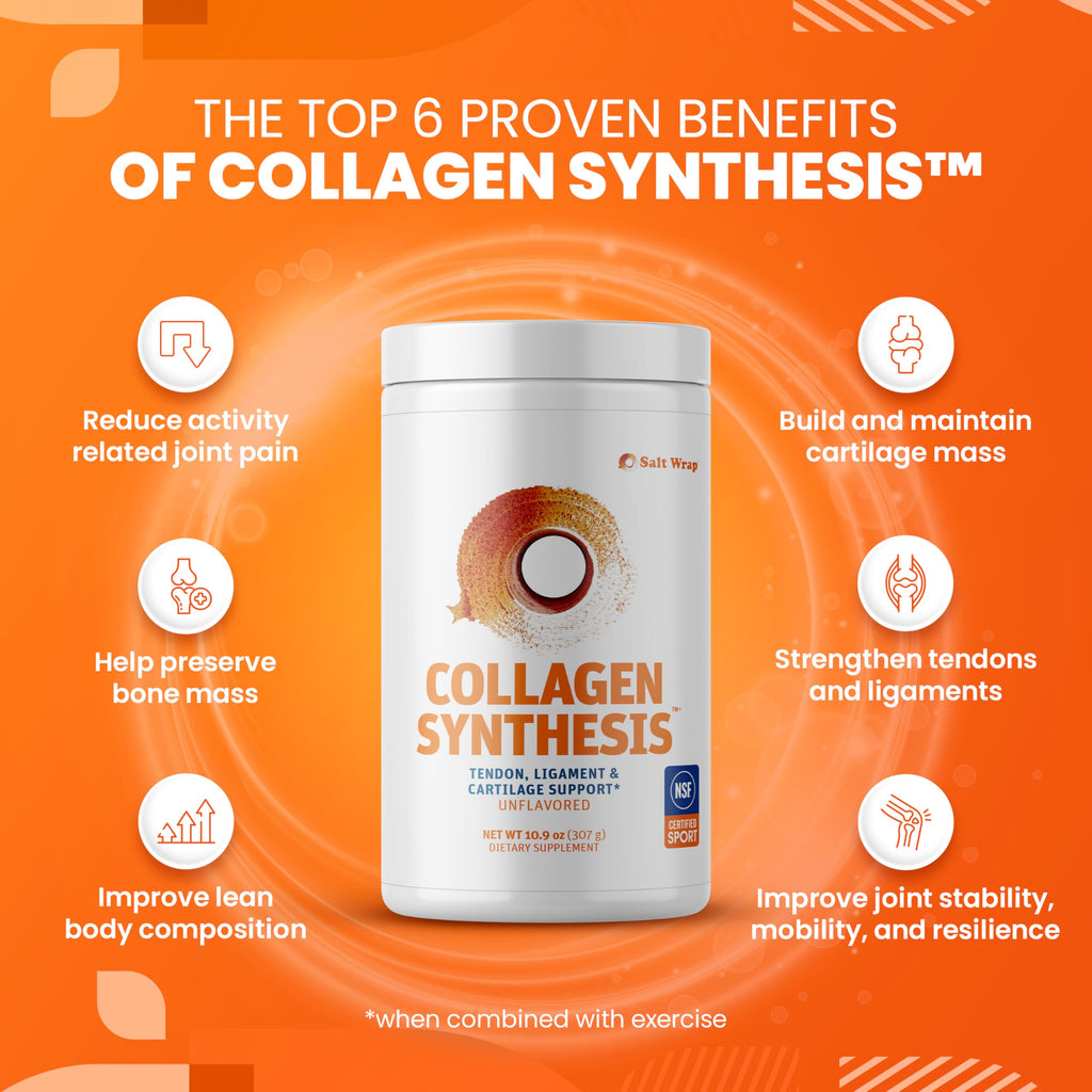 SaltWrap Collagen Synthesis - Collagen Peptides for Joints with Fortigel, Tendoforte, Best Collagen Powder for Tendons, Ligaments, and Cartilage Recovery and Repair, NSF Certified for Sport SaltWrap buy supplements Au