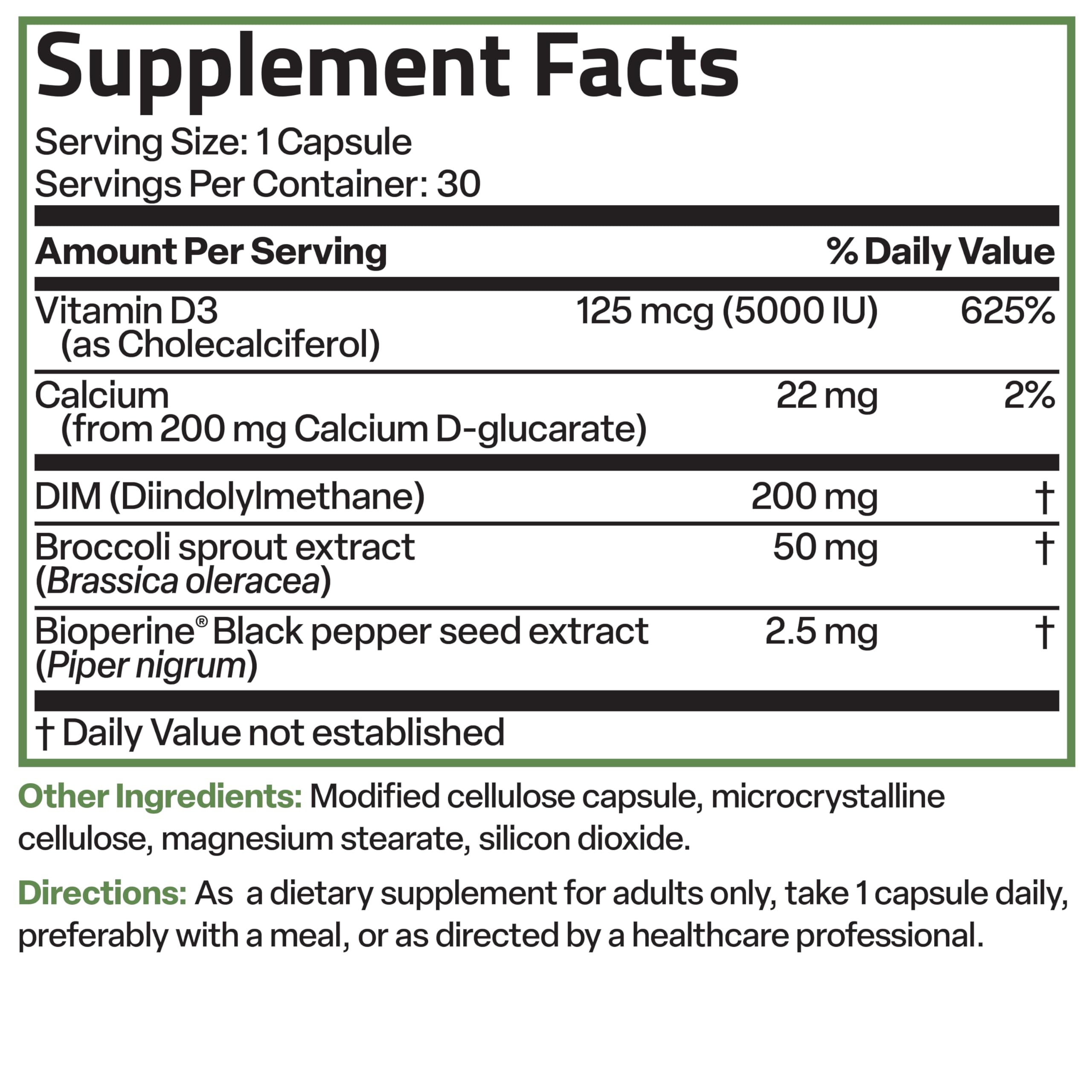 Bronson DIM Balance+ Calcium D-Glucarate, Broccoli Sprouts and Vitamin D3 200 MG of DIM per Capsule Supports Estrogen Metabolism and Balanced Hormone Levels Non-GMO, 30 Vegetarian Capsules BronsonBuy Supplements Australia