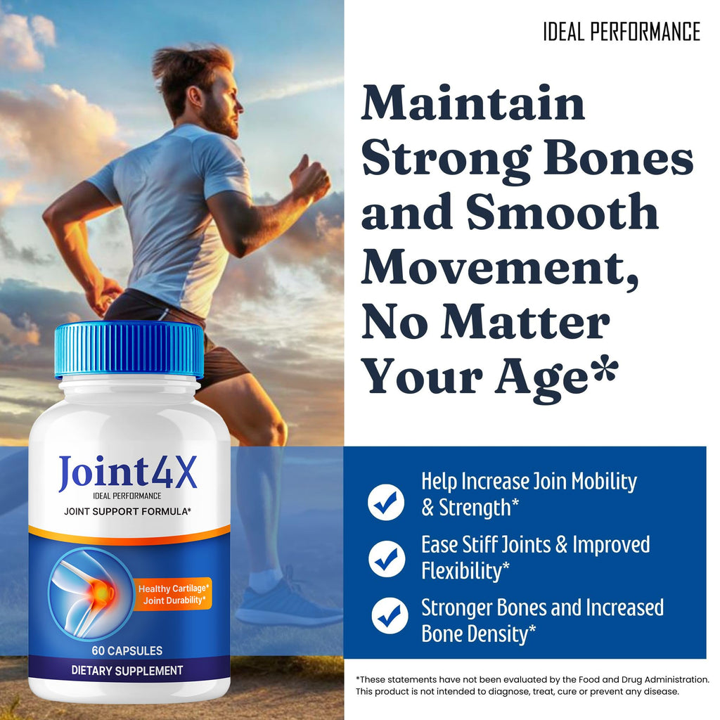 IDEAL PERFORMANCE Joint4X Joint Support Capsules, Official Joint-4X Supplement Pills, All-Natural Formula to Fortify Bones and Bolster Flexibility - Maximum Strength, Joint 4X Pills Reviews (3 Pack) IDEAL PERFORMANCEBuy Supplements Australia