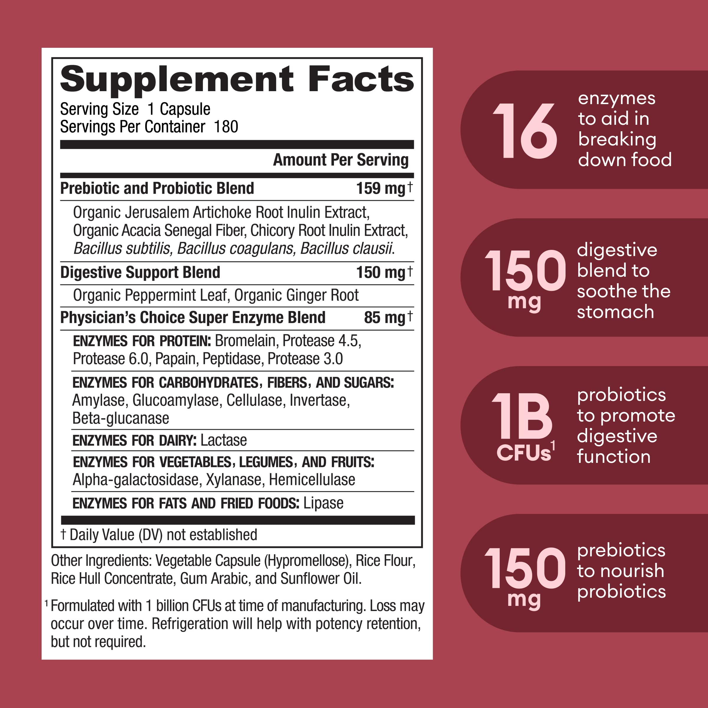 Physician's CHOICE Digestive Enzymes - Multi Enzymes, Bromelain, Organic Prebiotics Physician's CHOICEBuy Supplements Australia