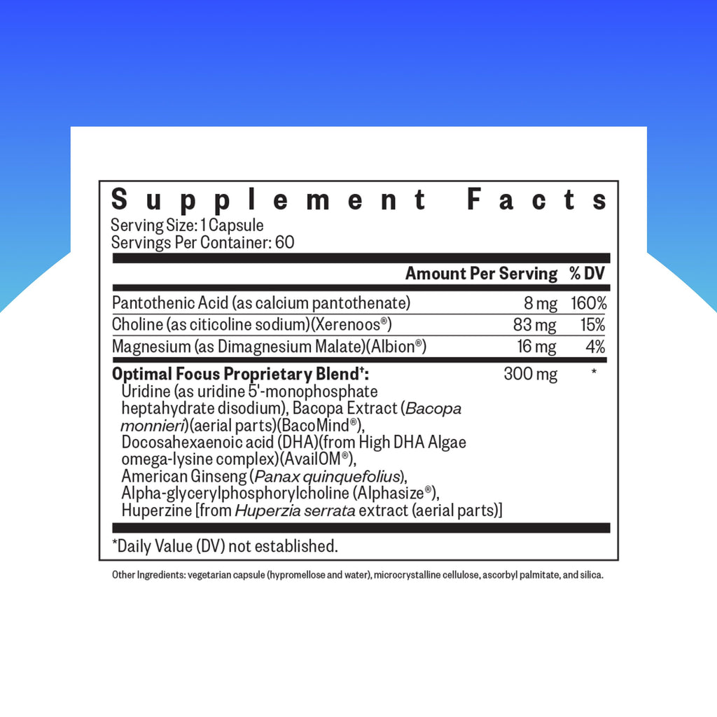 Seeking Health Optimal Focus, Stimulant-Free and Caffeine-Free Nootropic Support for Memory and Focus, with Choline, DHA from Algae, American Ginseng, Vegan and Vegetarian (60 Capsules) Seeking HealthBuy Supplements Australia