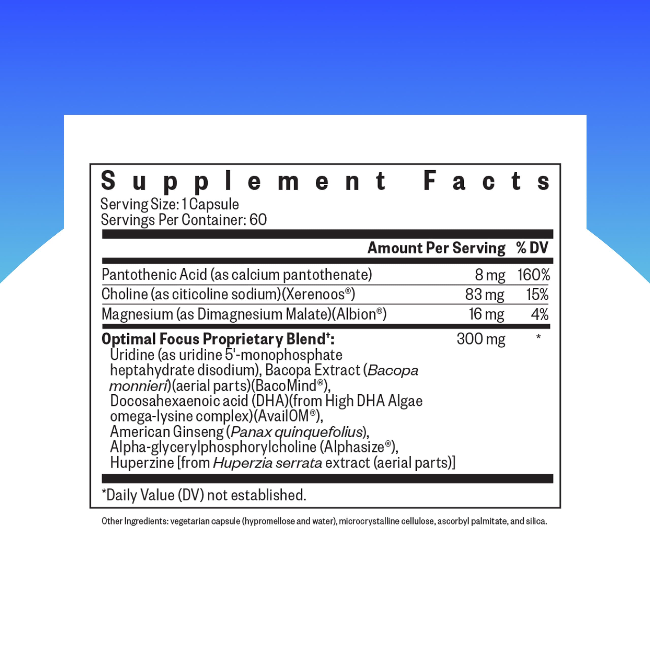 Seeking Health Optimal Focus, Stimulant-Free and Caffeine-Free Nootropic Support for Memory and Focus, with Choline, DHA from Algae, American Ginseng, Vegan and Vegetarian (60 Capsules) Seeking HealthBuy Supplements Australia
