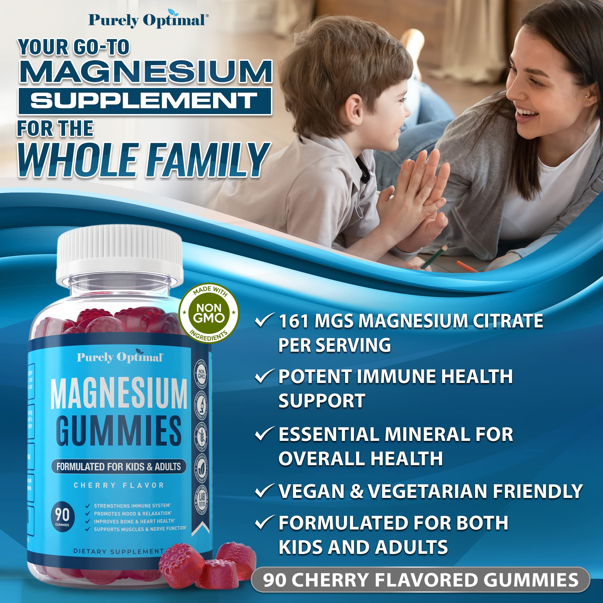 Premium Magnesium Gummies Kids & Adults - Magnesium Citrate for Digestion Support Purely OptimalBuy Supplements Australia