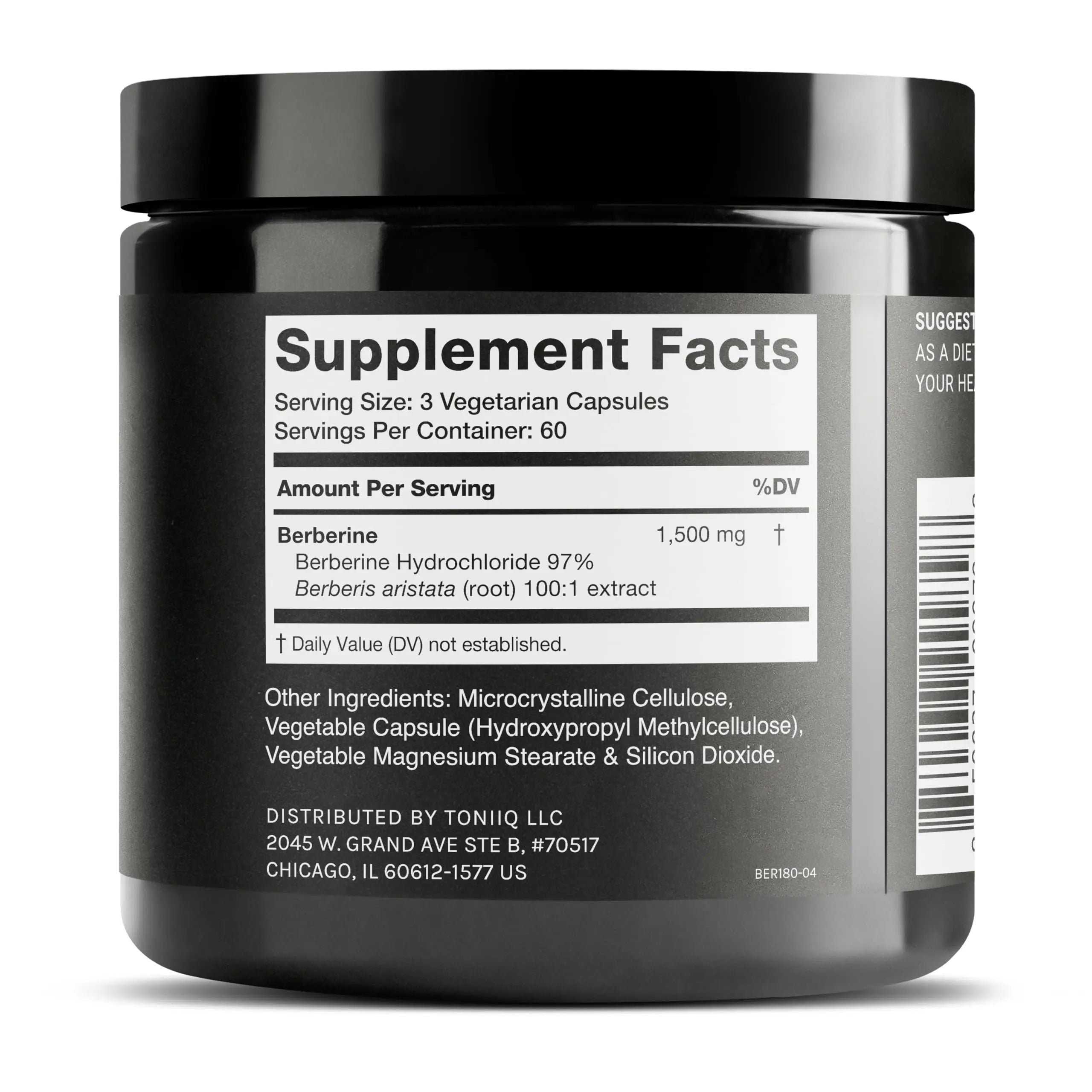 Toniiq Ultra High Strength Berberine HCl from The Himalayas - 100:1 Concentrated Extract - Lab-Tested 97% Berberine HCl - 180 Vegetarian Capsules, 1500 mg per Serving Toniiq buy supplements Au