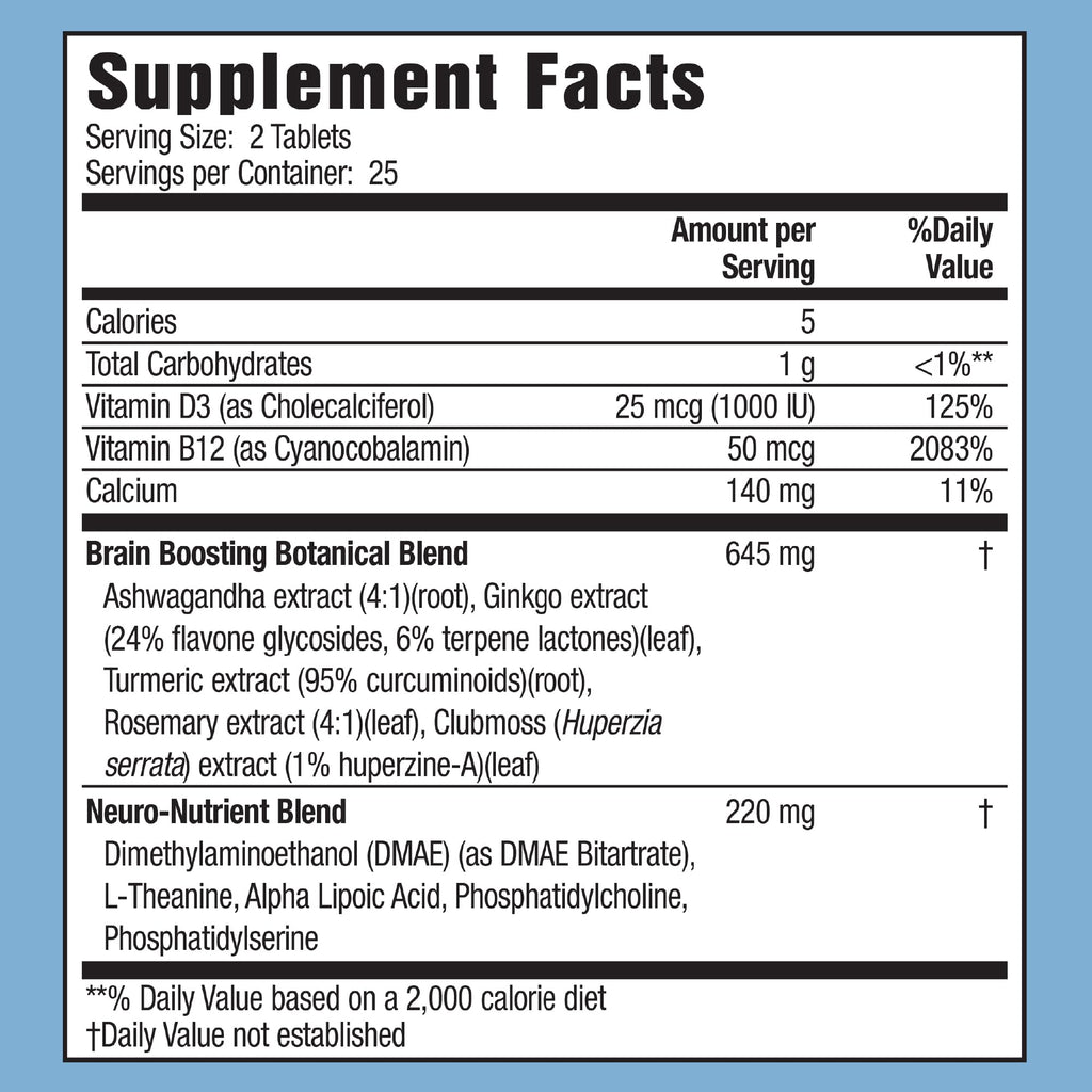 Applied Nutrition Healthy Brain All-Day Focus - 50 Tablets - Powerful 3-in-1 Brain Booster with Turmeric Extract - 25 Servings Applied NutritionBuy Supplements Australia