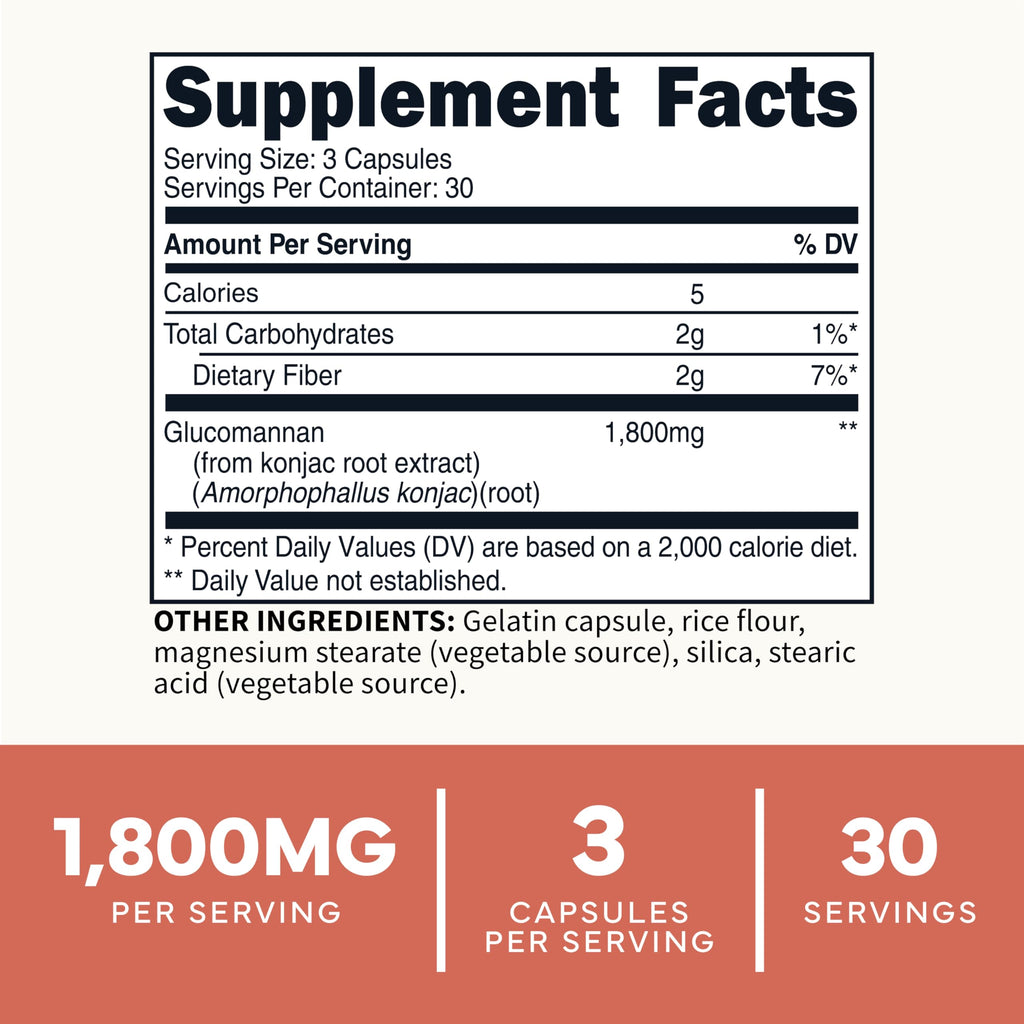 Type Zero Clean Glucomannan Konjac Root Extract (90 Capsules)(1,800 MG Per Serving) - 30 Servings, Non-GMO, Gluten Free Type ZeroBuy Supplements Australia