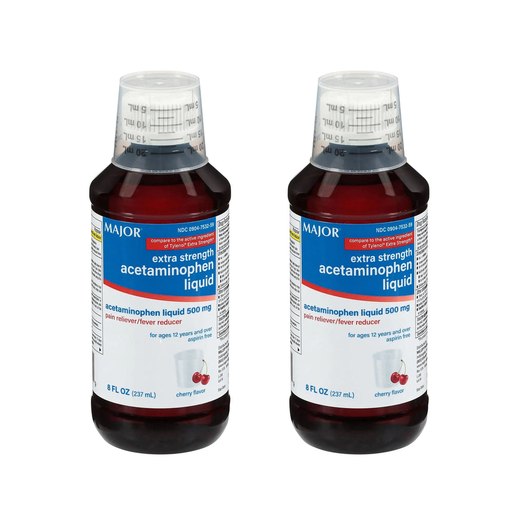 MAJOR Adult Extra Strength Liquid Acetaminophen 500mg - Helps Relieve Pain and Reduce Fevers - Aspirin Free - Cherry Flavor - 8 Fl Oz (2 Pack) MAJORBuy Supplements Australia