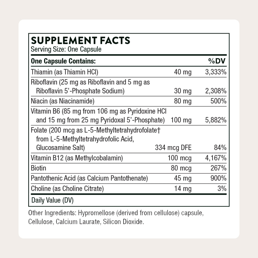 THORNE - B-Complex #6 - Vitamin B Complex with Active Forms of Essential B Vitamins & Extra B6-60 Servings THORNE buy supplements Au