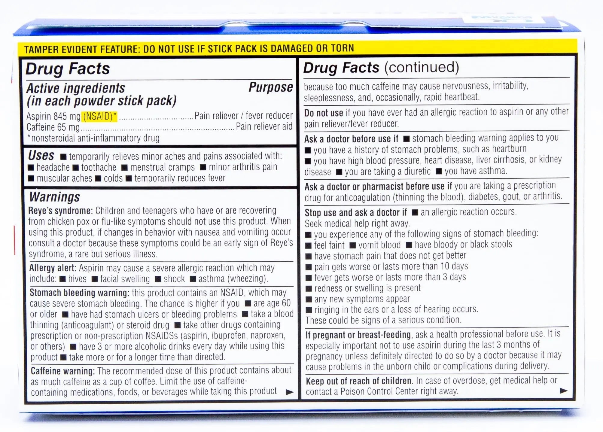Quality Choice Fast Pain Relief Powder, Contains 50 Powder Packets for Rapid Pain Relief. Contains Aspirin & Caffiene Quality ChoiceBuy Supplements Australia
