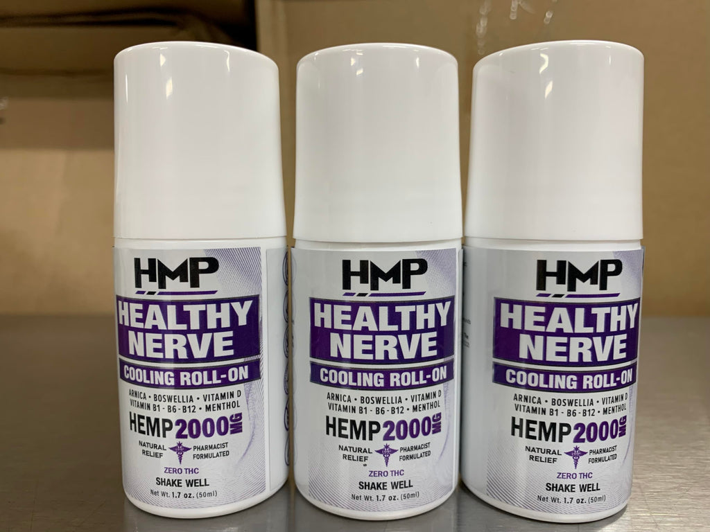 HMP Nerve Roll-On for Feet, Hands, Legs, Toes, Back 2000MG Hemp with Menthol & Arnica, Soothing Cooling Formula, Made in USA, 50ml (1 Pack) HMP BRANDSBuy Supplements Australia