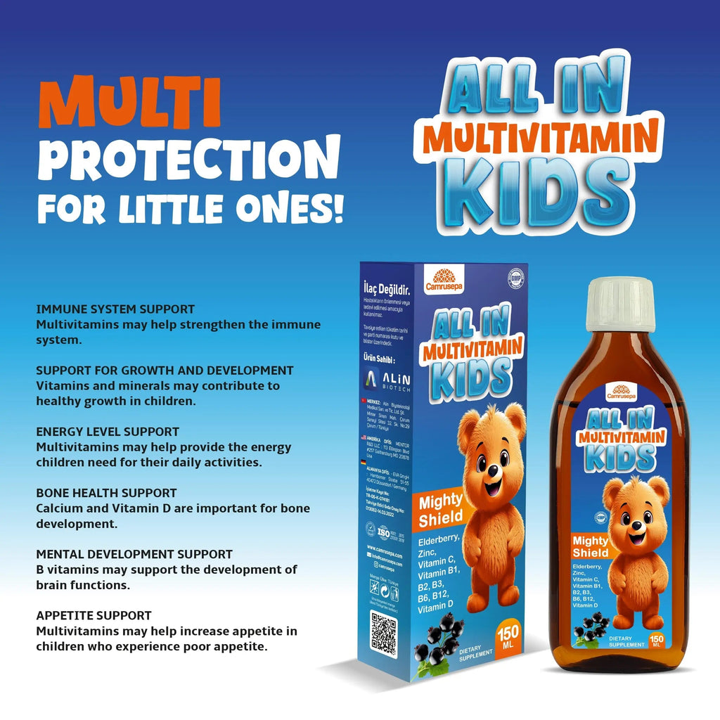 CAMRUSEPA All in Multivitamin Kids Syrup – Black Elderberry Flavored, Inositol, Zinc, Vitamin C, Daily Liquid Multivitamin CamrusepaBuy Supplements Australia