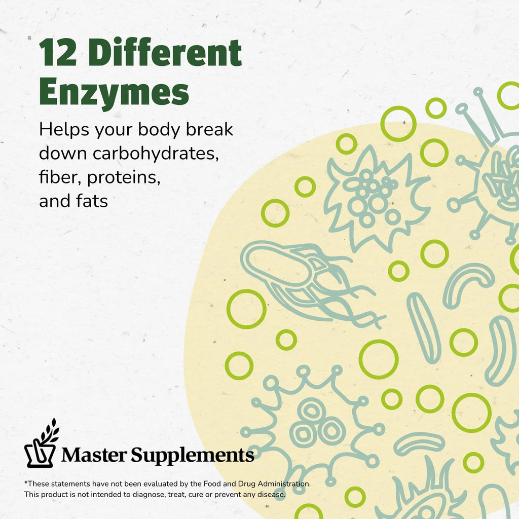 Master Supplements Enzalase - 50 Capsules, Pack of 3 - Probiotic Compatible Enzymes - Provides Digestive Boost + Gas & Bloating Relief - Gluten Free - 150 Total Servings ENZALASE buy supplements Au