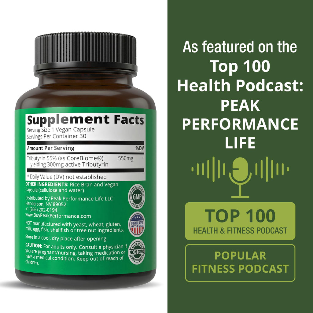 CoreBiome Tributyrin Postbiotic Supplement Clinically Tested for Gut Health. More Effective Than Sodium Butyrate Capsules. High Bioavailability Post Biotics for Digestive, Leaky Gut, Colon, Microbiome Peak PerformanceBuy Supplements Australia
