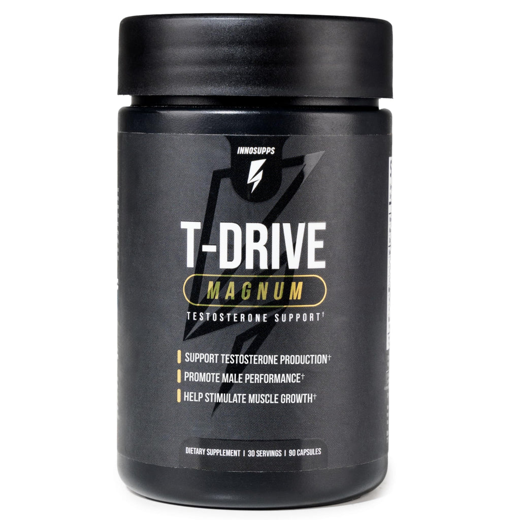 InnoSupps T-Drive Magnum Testosterone Booster Enhance Peak Performance Amplify Muscle Growth, Increase Libido & Energy Levels, Horny Goat Weed Tongkat Ali, Zinc, Fenugreek, Fat Burner 90 Caps/30 Days InnoSuppsBuy Supplements Australia