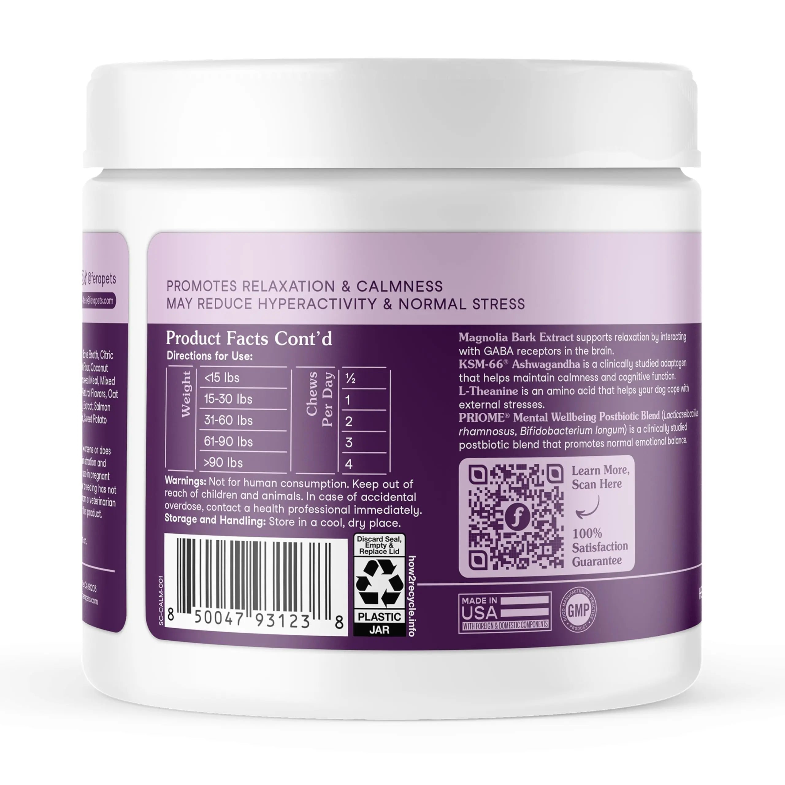 Fera Pets Dog Calming Chews - Helps Manage Everyday Stress & Separation - Promotes Relaxation - Ashwagandha & Priome® Mental Wellbeing Postbiotic Blend - 30 Soft Chews Fera PetsBuy Supplements Australia