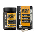 Alpha Brain supplement bottle and packaging on a white background