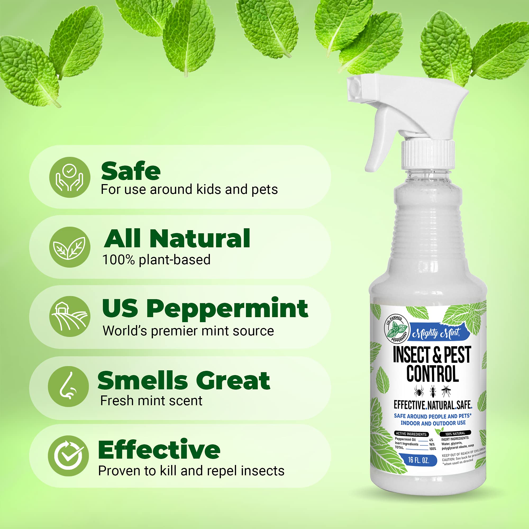Mighty Mint 16 oz Peppermint Oil Insect & Pest Spray - for Spiders, Ants Mighty MintBuy Supplements Australia