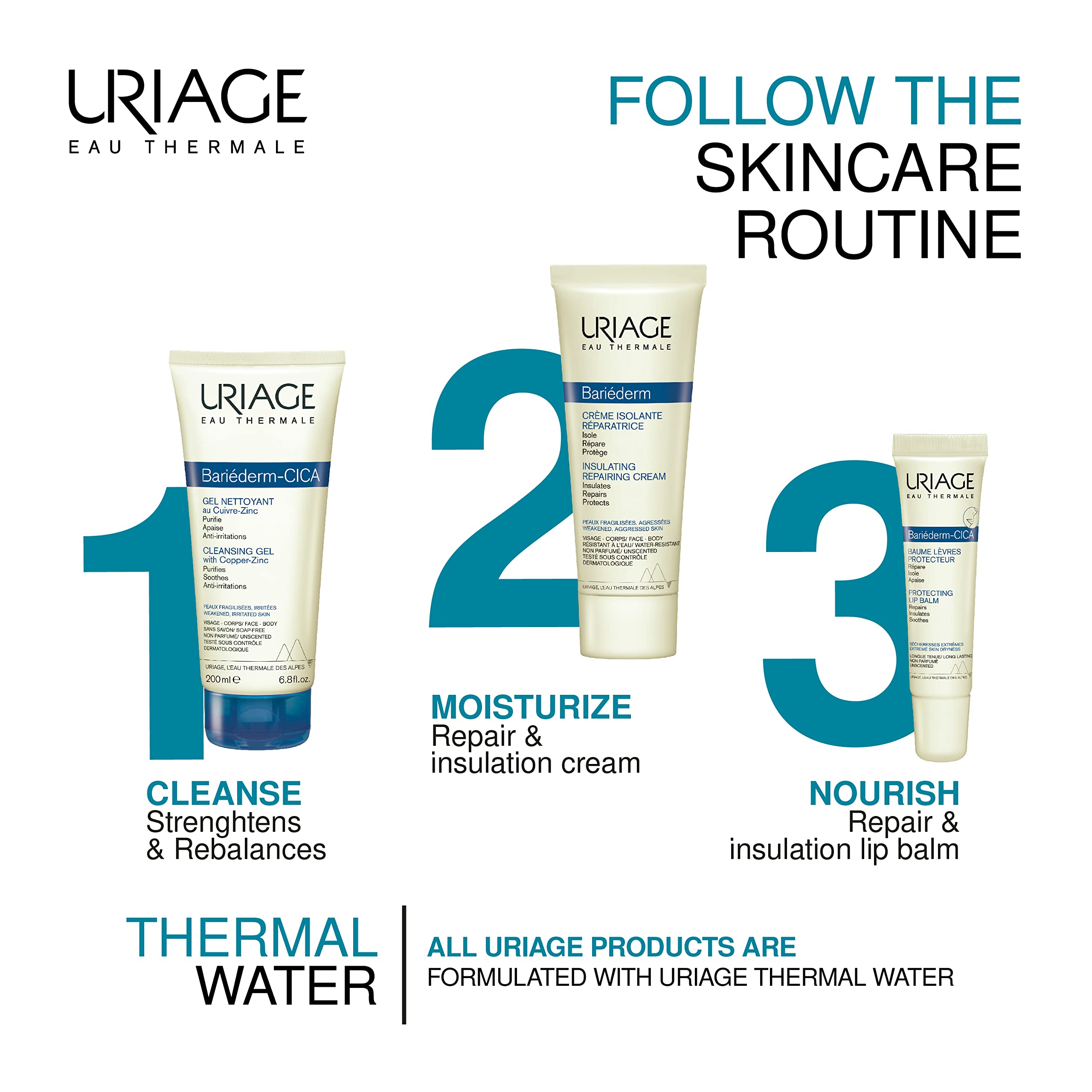 URIAGE Bariederm Insulating Repairing Cream 2.5 fl.oz. | Skin Regenerating Moisturizer UriageBuy Supplements Australia
