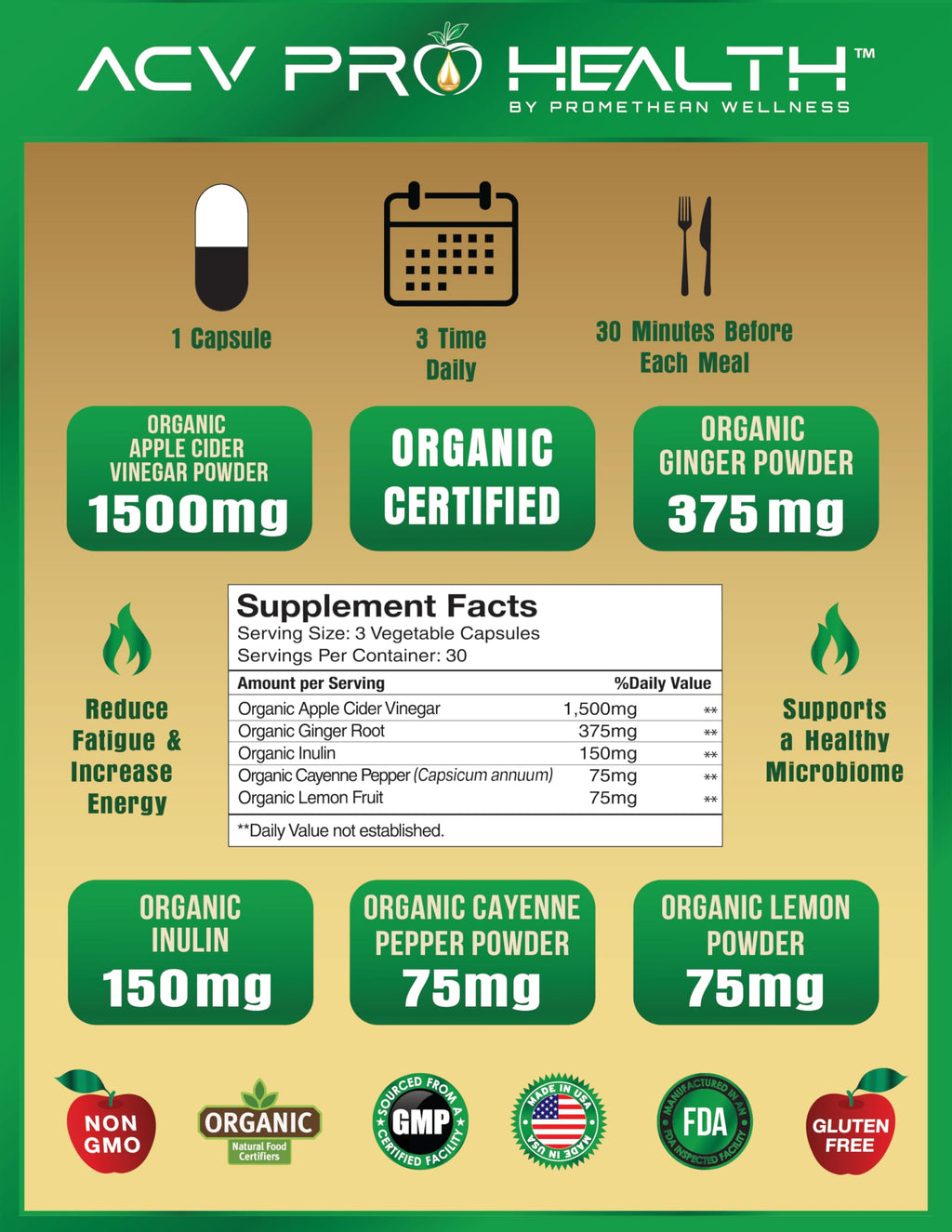 Certified Organic Apple Cider Vinegar Capsules Pro with Mother Acv Pills Detox Promethean WellnessBuy Supplements Australia