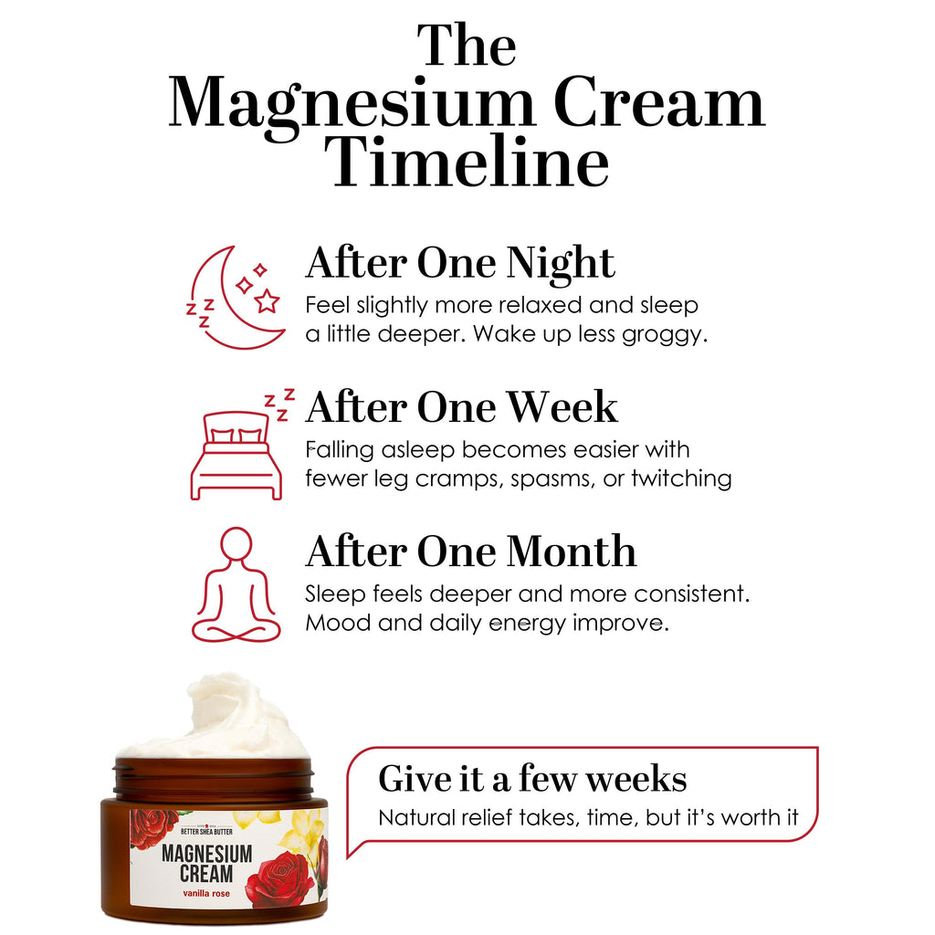 Better Shea Butter Magnesium Lotion for Women | Vanilla Rose | For Pregnancy, Kids & Babies | Relieves Muscle Tension & Leg Cramps | Organic & Natural Ingredients Better Shea ButterBuy Supplements Australia