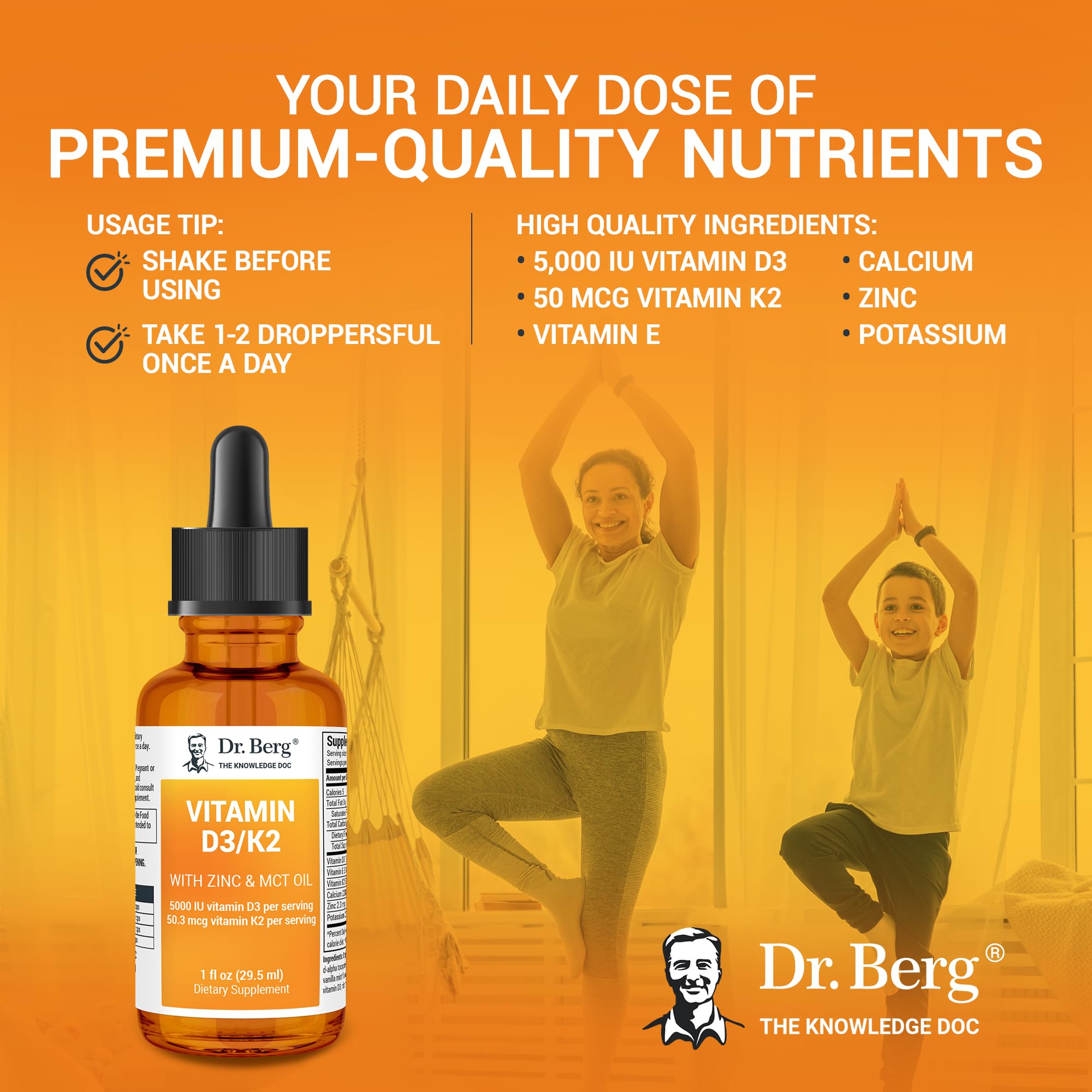 Dr. Berg Liquid Vitamin D3 & K2 Supplement - For Bone, Teeth, Mood & Immune Health Dr. Berg NutritionalsBuy Supplements Australia