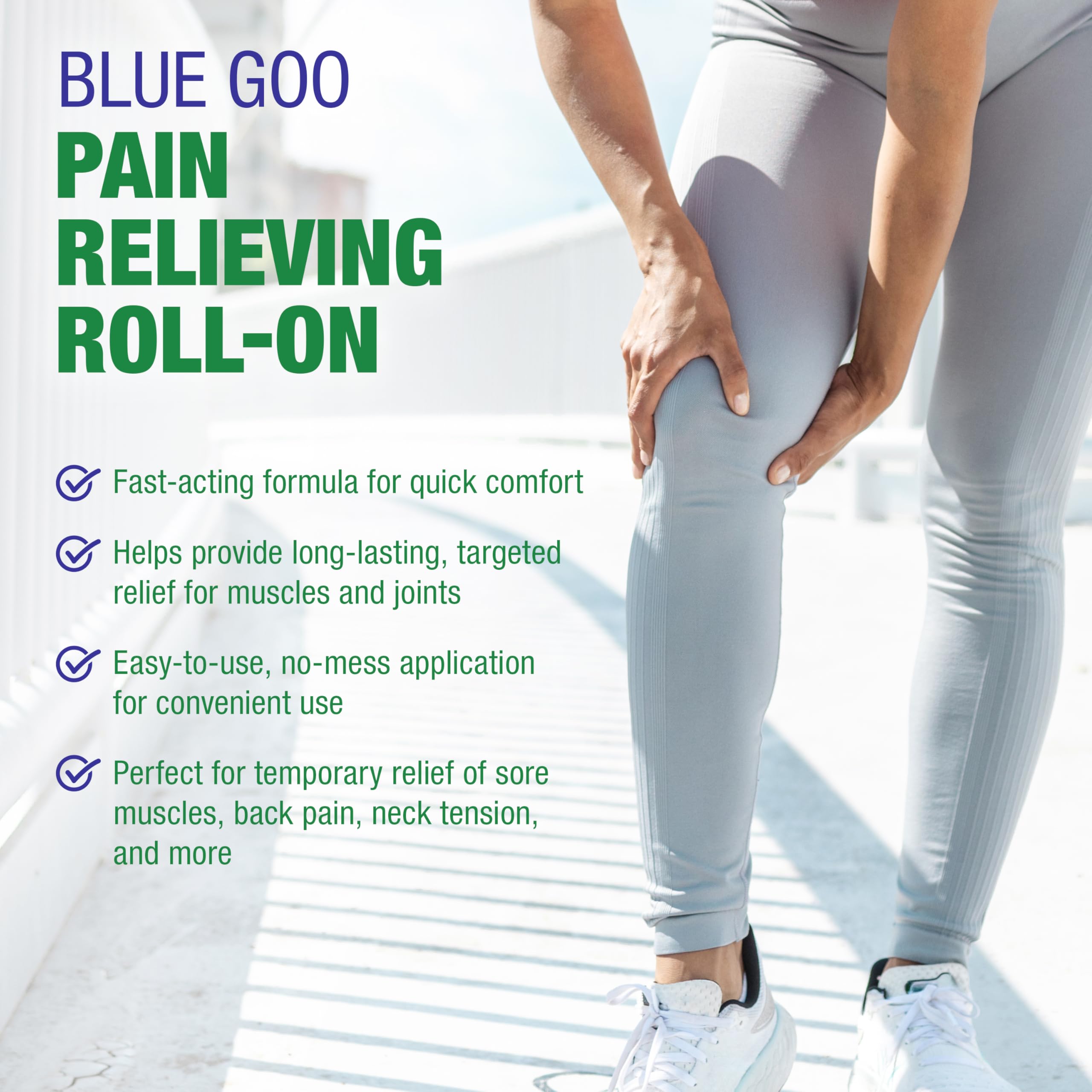 Blue Goo Pain Relieving Menthol Roll On – for Back, Neck, Muscle and Joint Pain, Sprains and Strains, Fast-Acting Soothing Cooling Pain Relief Liquid with 4% Menthol, 2.5 oz (3 Pack) Blue GooBuy Supplements Australia