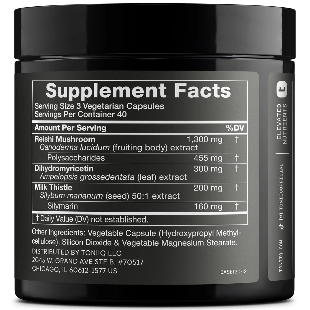 Toniiq Ease with DHM - Full Liver Support for a Night Out - 120 Capsules - 50x Super Concentrated Extract Toniiq buy supplements Au