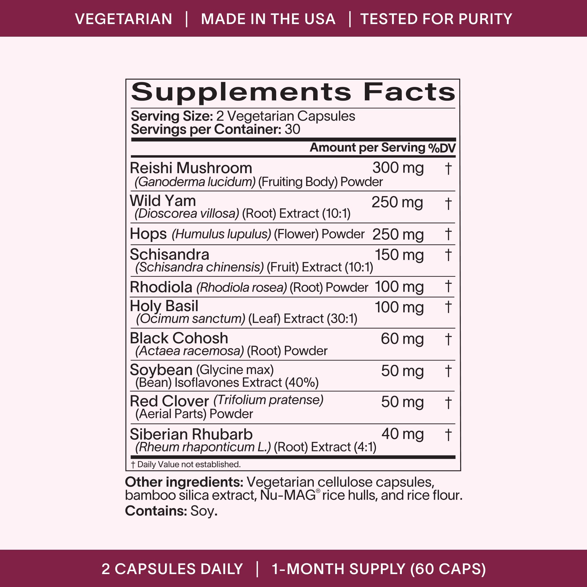 Ladywell Perimeno - Perimenopause Support - Support for Mood, Mental Clarity, Sleep & Hot Flashes - Black Cohosh, Reishi, Wild Yam, Holy Basil, Schisandra, Rhodiola, Siberian Rhubarb / 60 Veg Caps LadywellBuy Supplements Australia