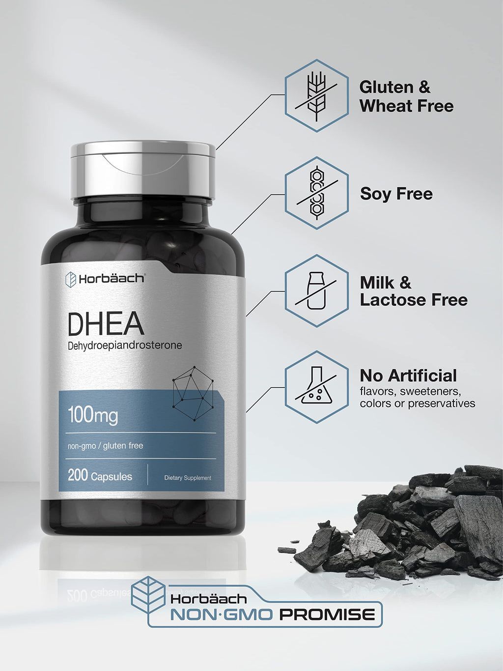 Horbäach DHEA 100mg | 200 Capsules | Supplement for Men and Women | Non-GMO, Gluten Free HorbäachBuy Supplements Australia